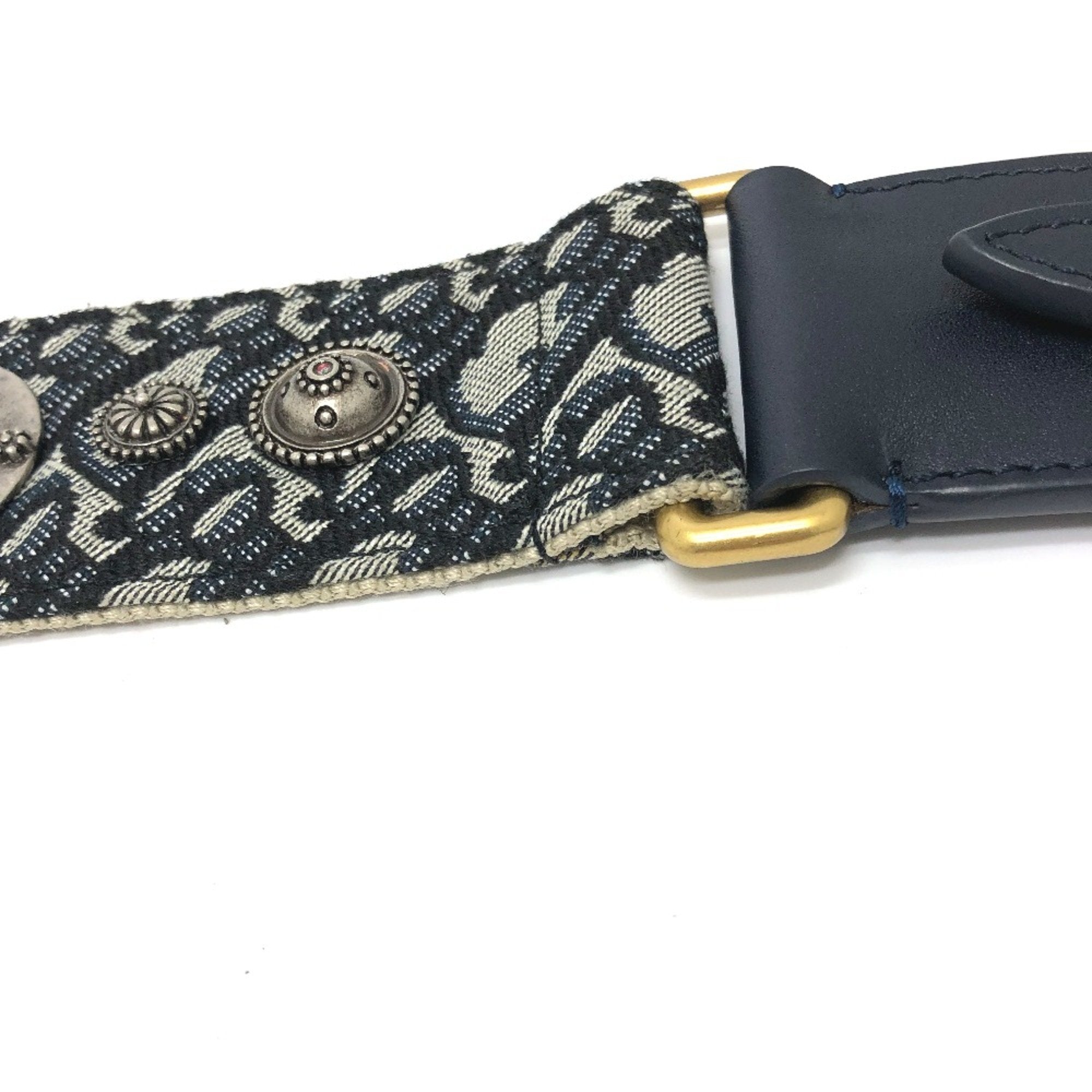 Christian Dior Navy Cloth Chain/Shoulder Wallet (Pre-Owned)