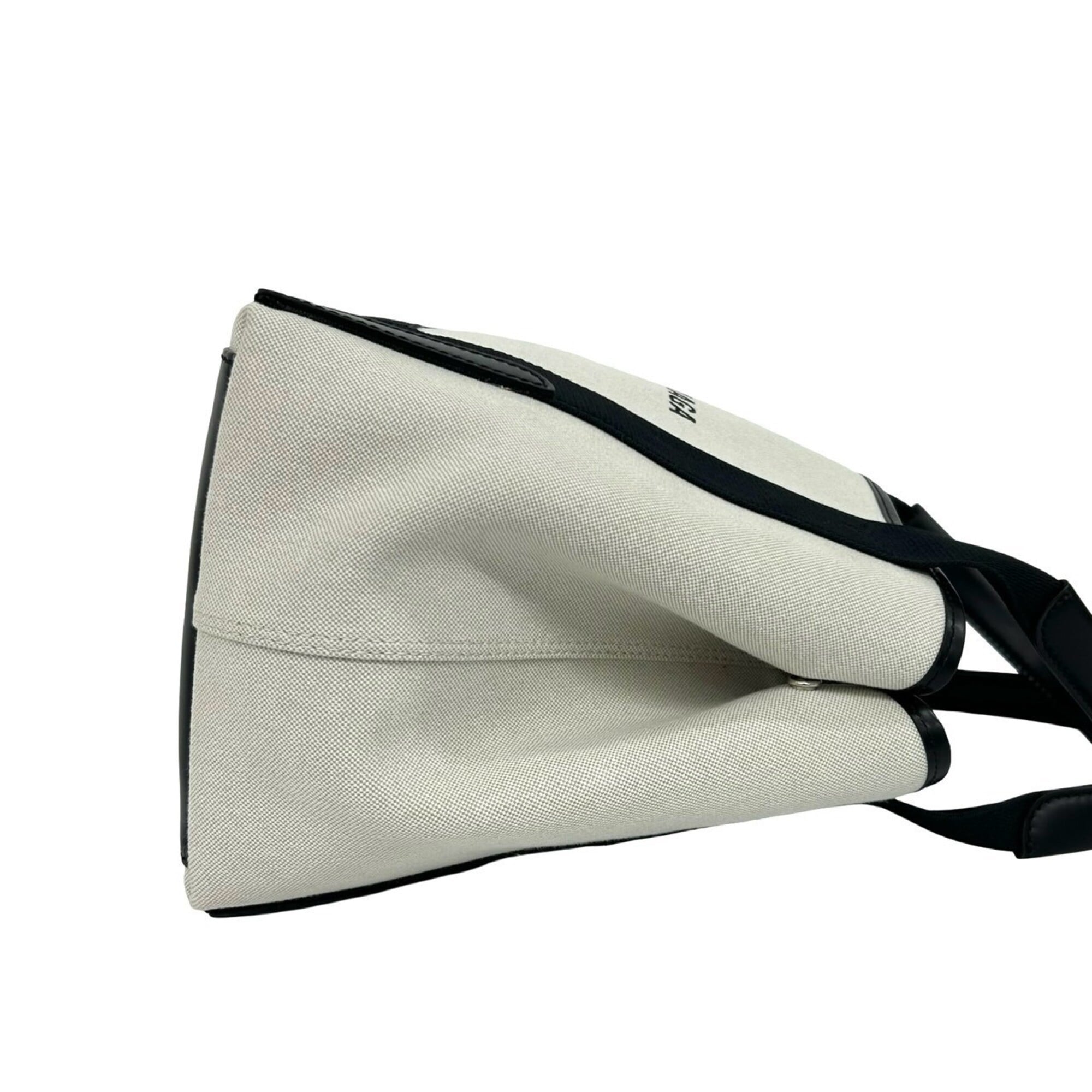 Balenciaga Navy White Canvas Leather Handbag Pouch Tote Bag (Pre-Owned)