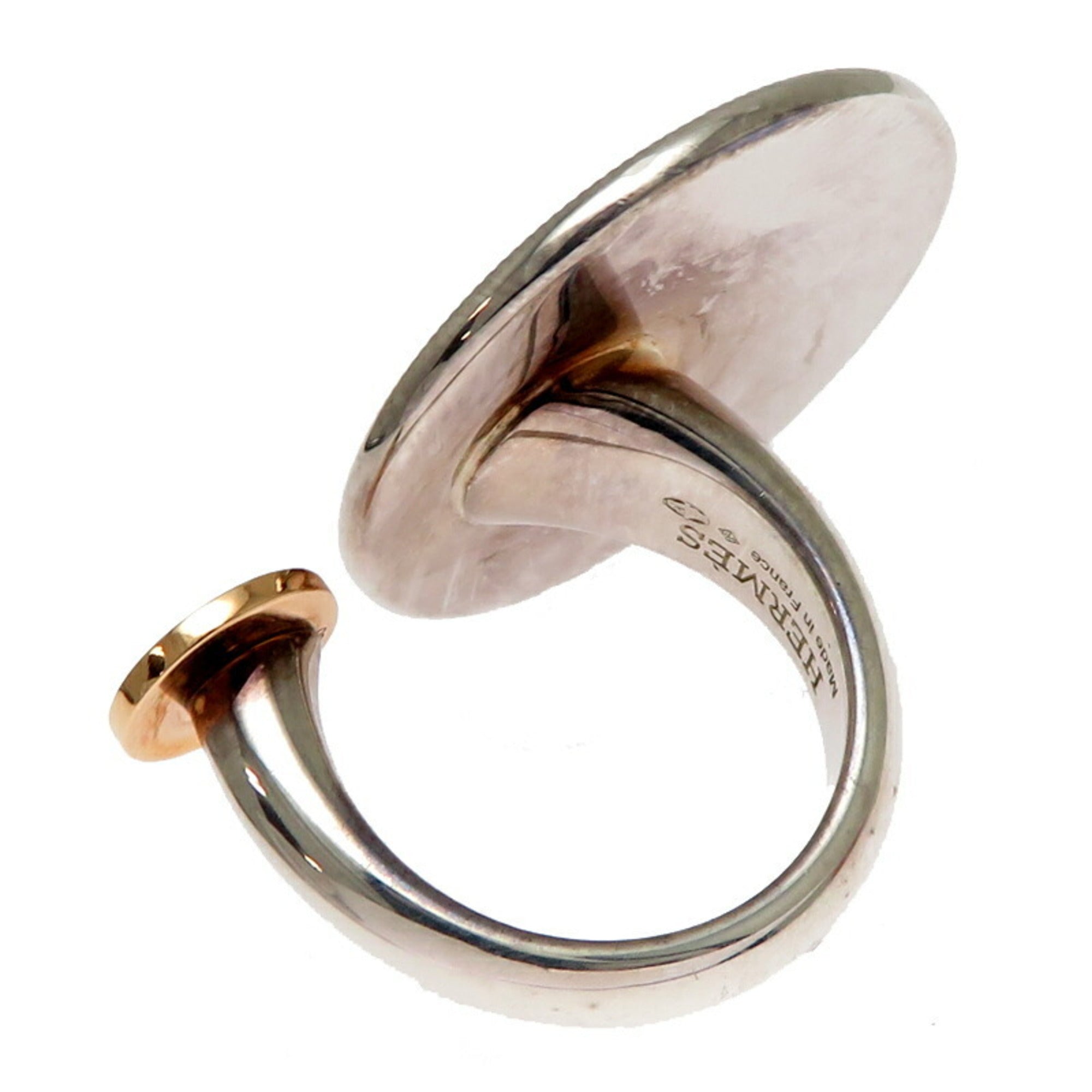 Hermes Silver Pink Gold Band Ring (Pre-Owned)