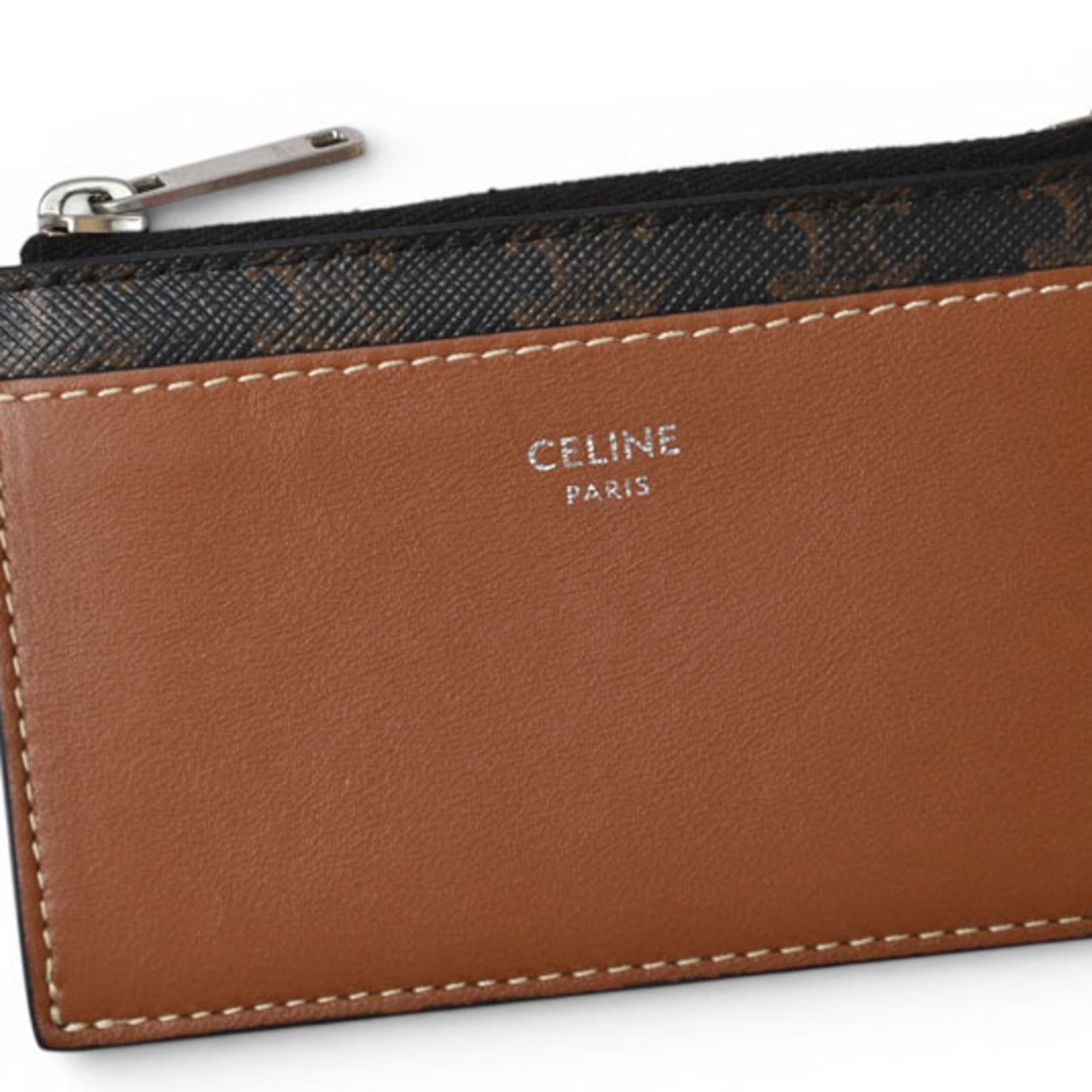 Celine Brown Leather Pvc Coated Canvas Coin Purse/Coin Case (Pre-Owned)