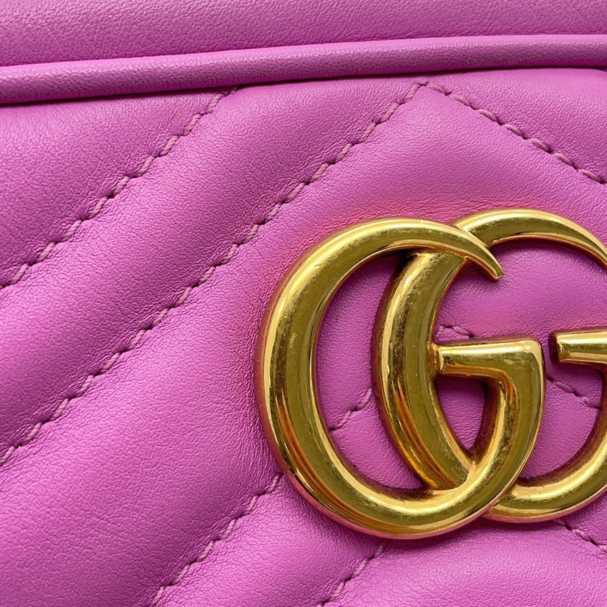 Gucci Gg Marmont Purple Leather Handbag Shoulder Bag (Pre-Owned)
