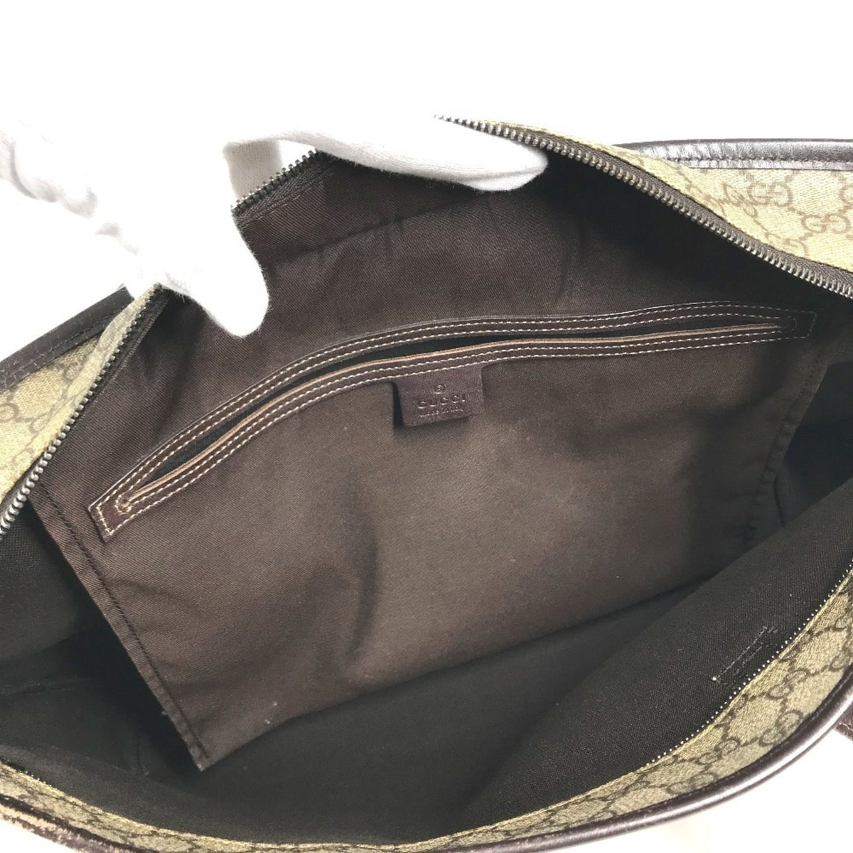 Gucci Beige Dark Brown Gg Supreme Shoulder Bag Tote Bag (Pre-Owned)