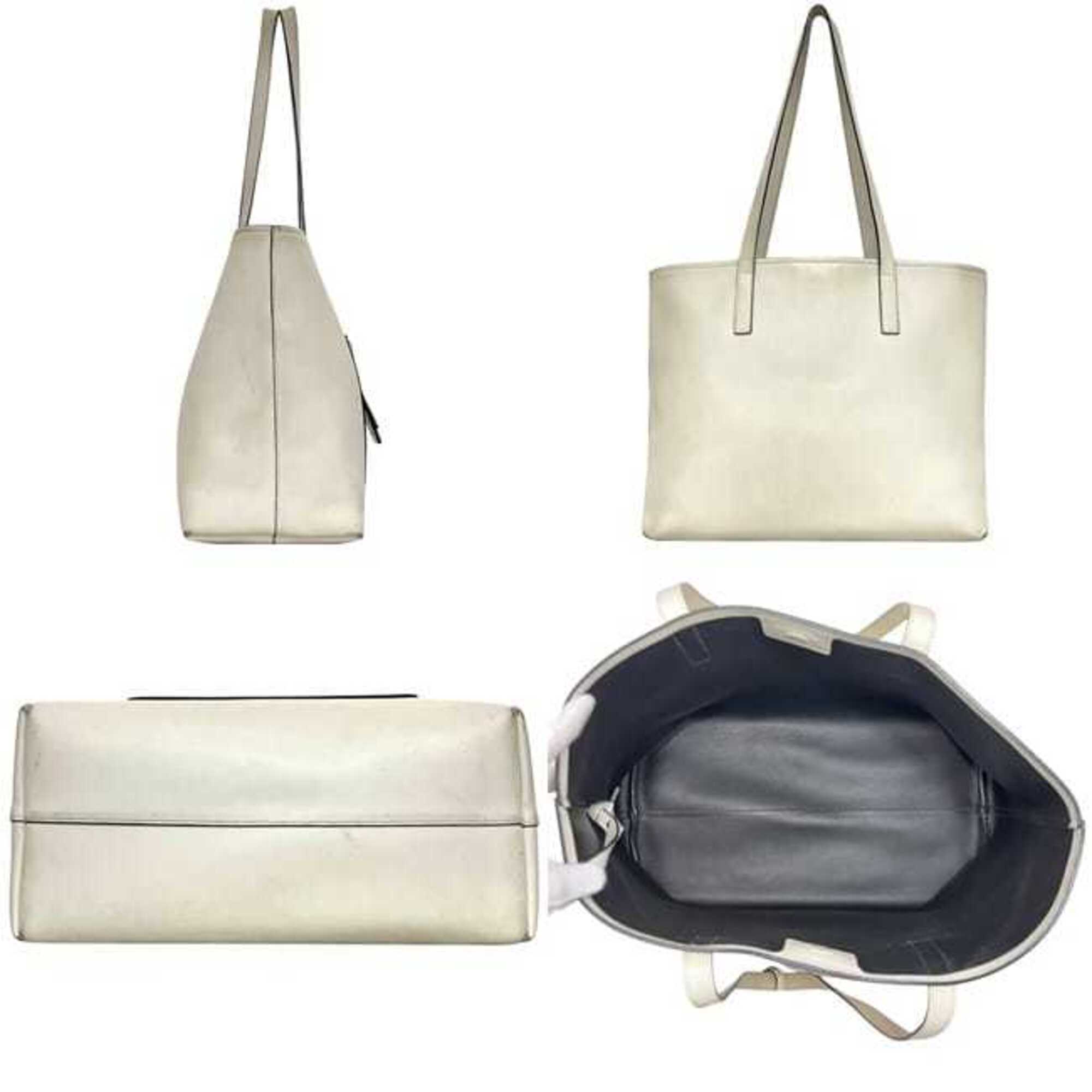 Prada White Leather Tote Bag (Pre-Owned)