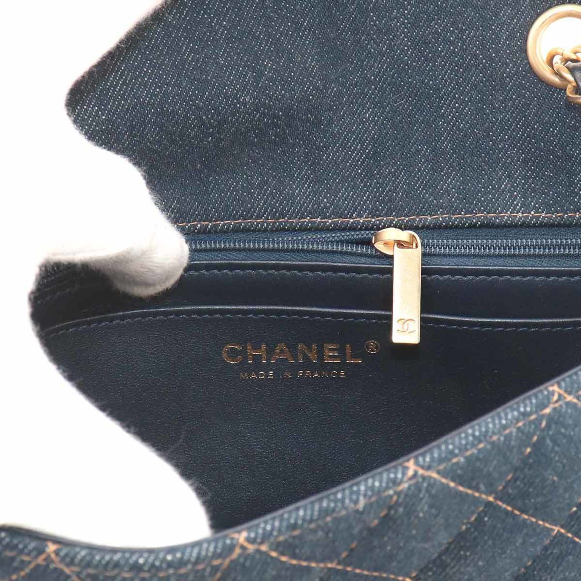 Chanel Dark Blue Denim Handbag Shoulder Bag (Pre-Owned)
