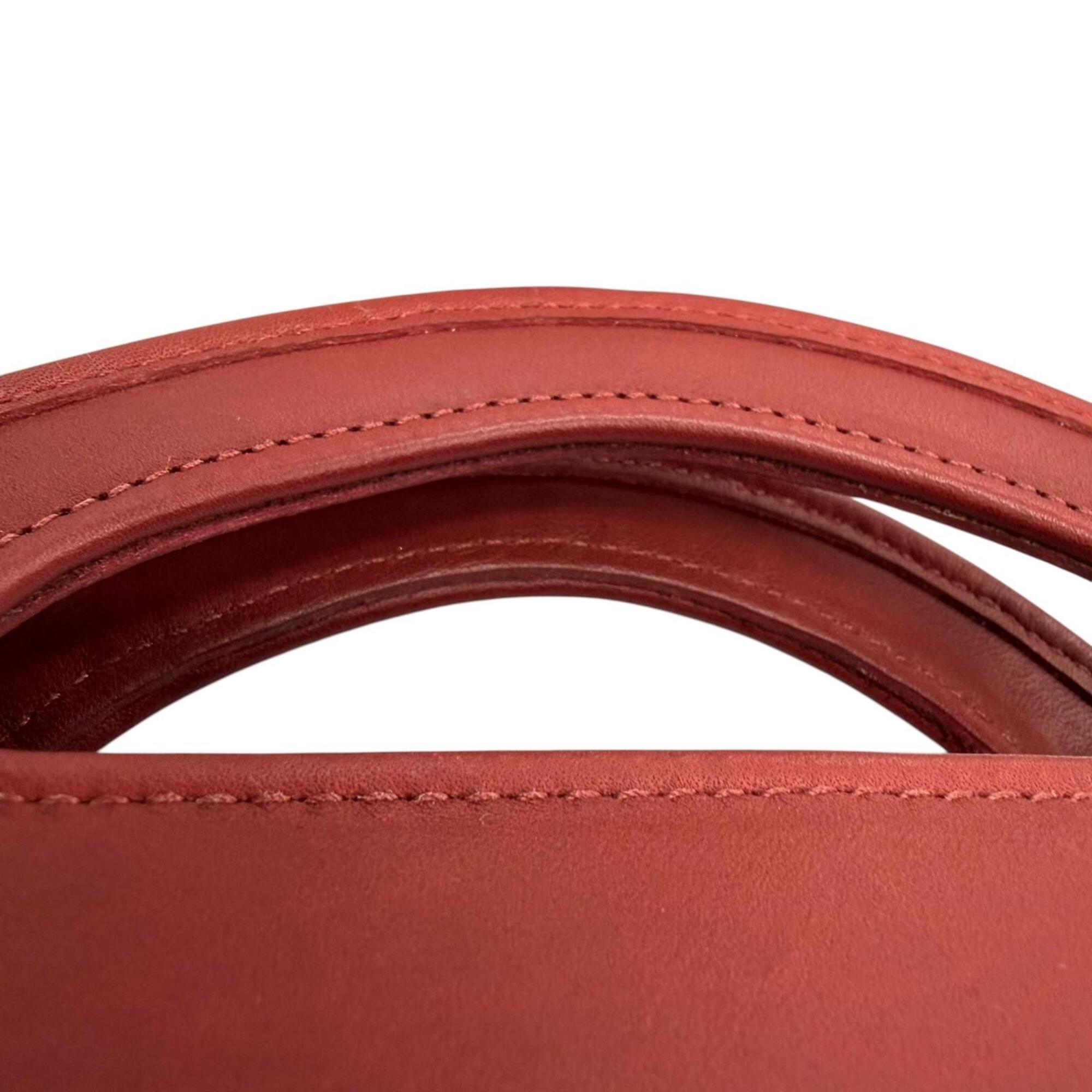 Coach Red Color Leather Handbag Shoulder Bag (Pre-Owned)