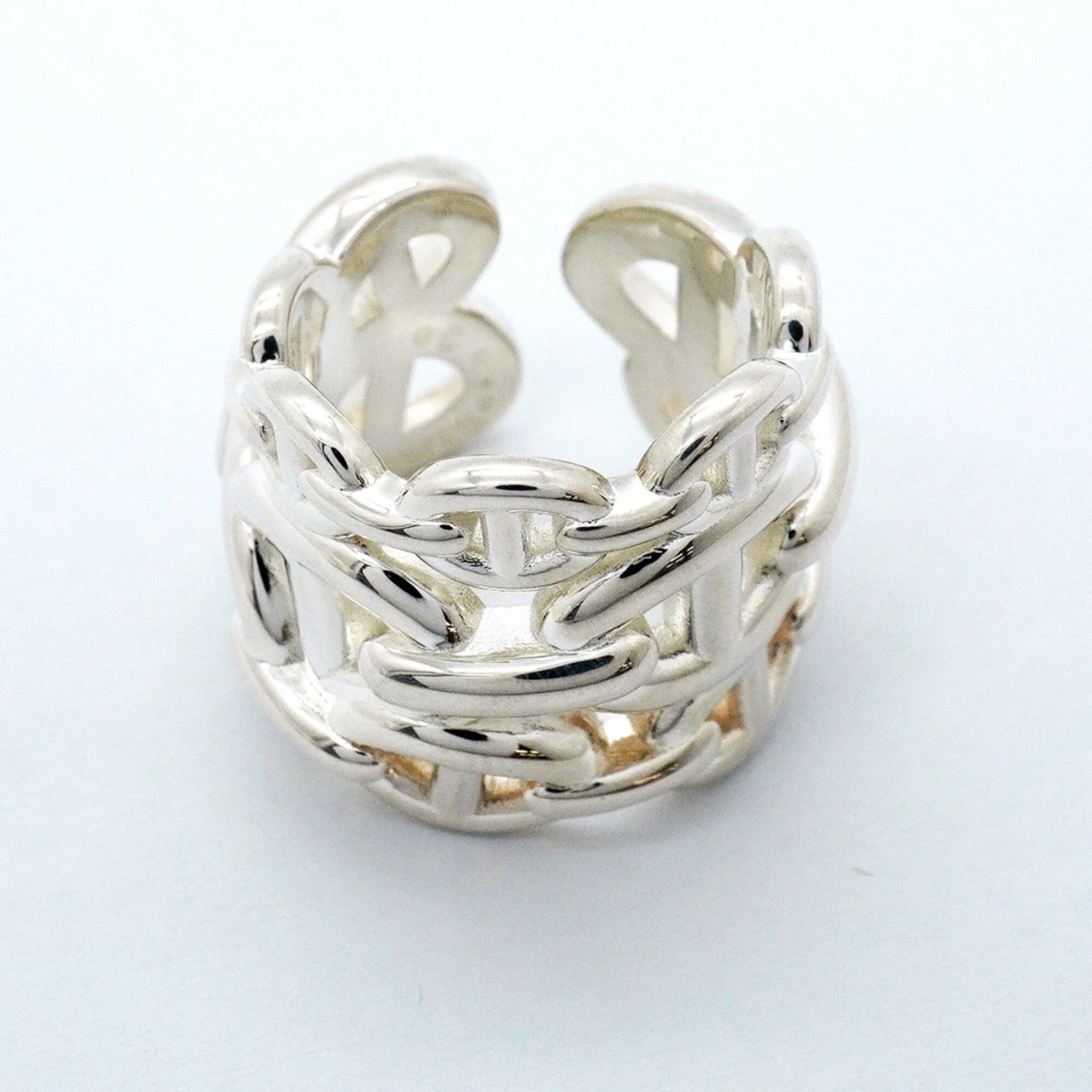 Hermes Silver 925 Band Ring (Pre-Owned)