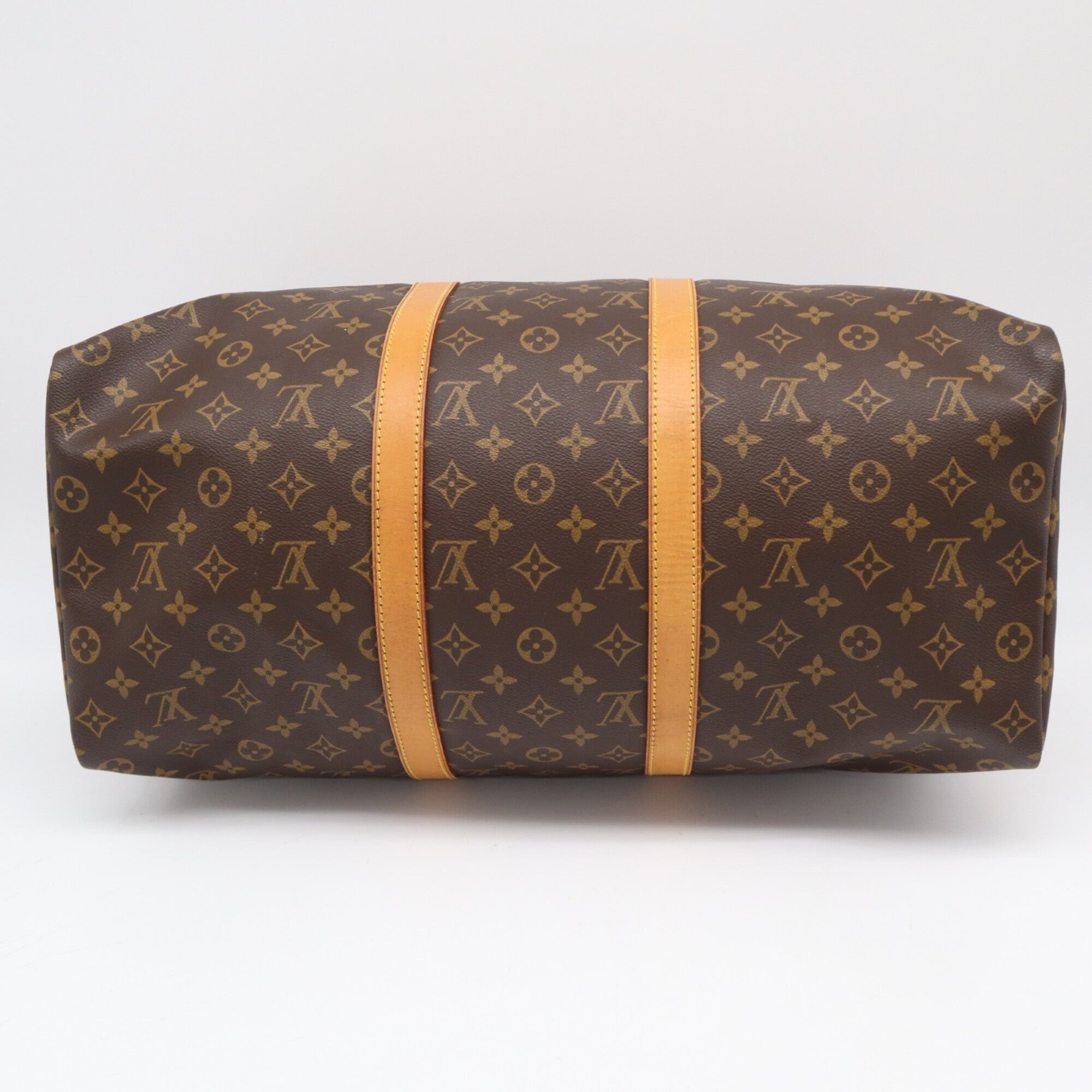 Louis Vuitton Beige Brown Monogram Leather Coated Canvas Boston Bag Handbag (Pre-Owned)