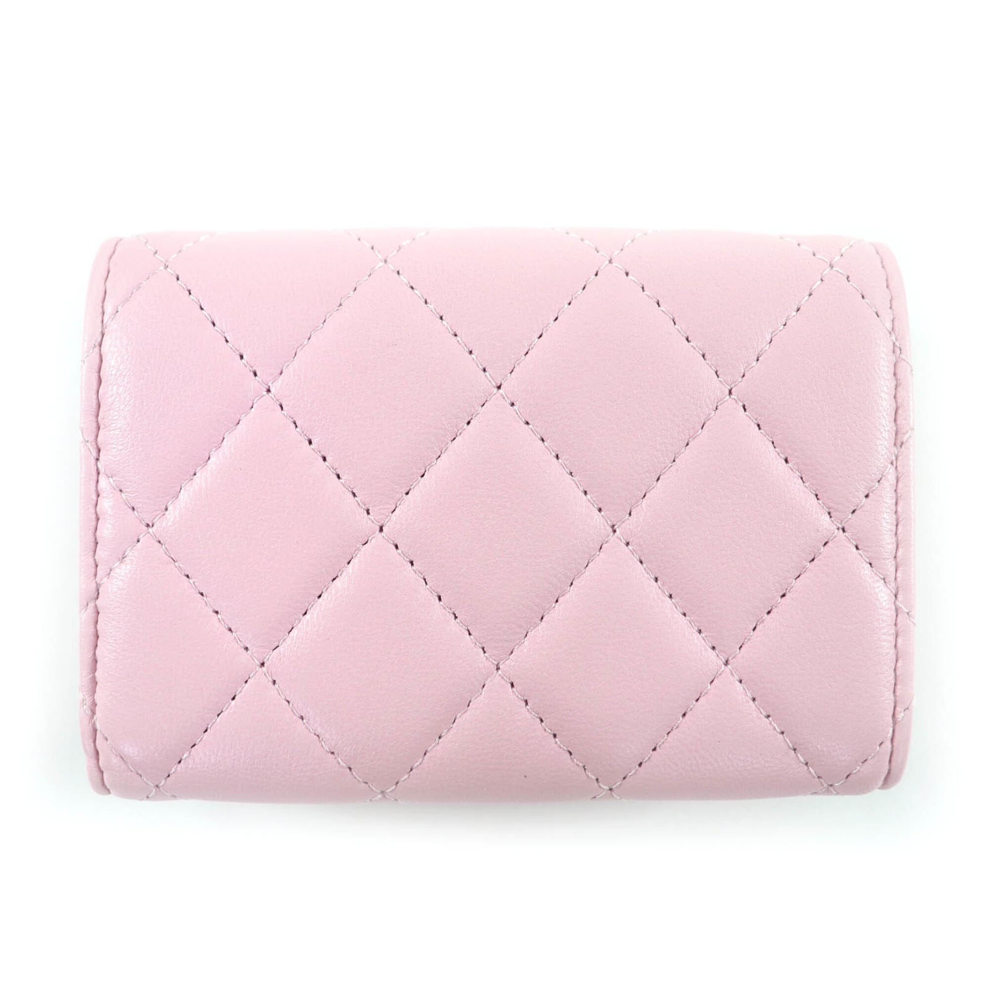 Chanel Matelasse Pink Leather Wallet (Tri-Fold) (Pre-Owned)