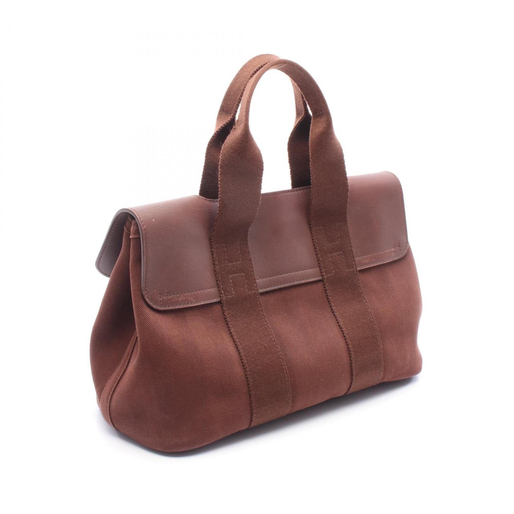 Hermes Brown Toile Chevron Leather Canvas Handbag (Pre-Owned)