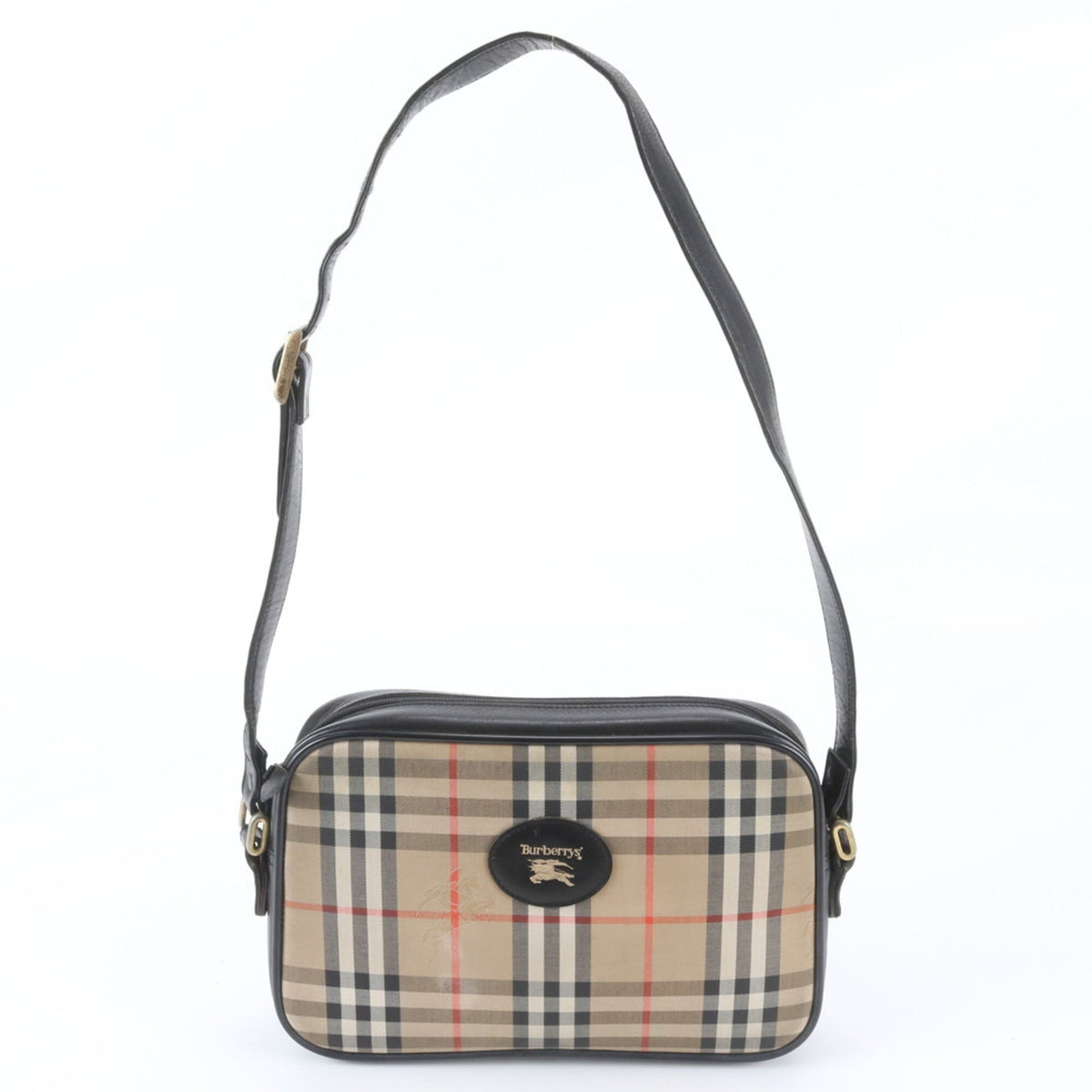 Burberry Beige Brown Leather Canvas Crossbody Bag Shoulder Bag Tote Bag (Pre-Owned)