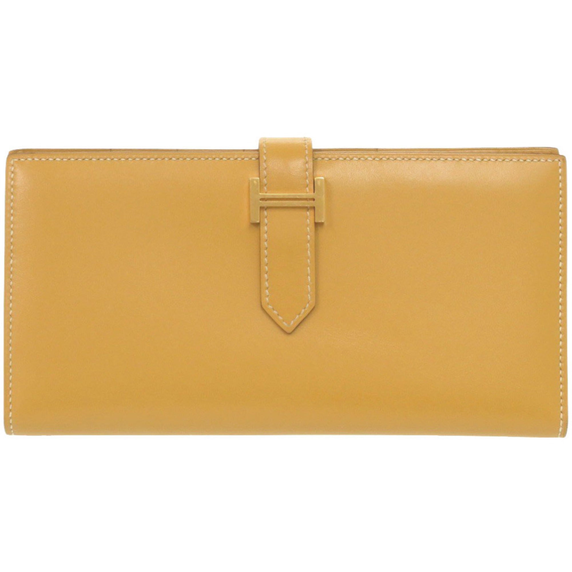 Hermes Yellow Tadelakt Leather Long Wallet (Bi-Fold) (Pre-Owned)