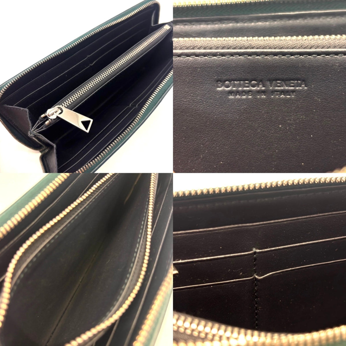 Bottega Veneta Green Leather Long Wallet (Bi-Fold) (Pre-Owned)