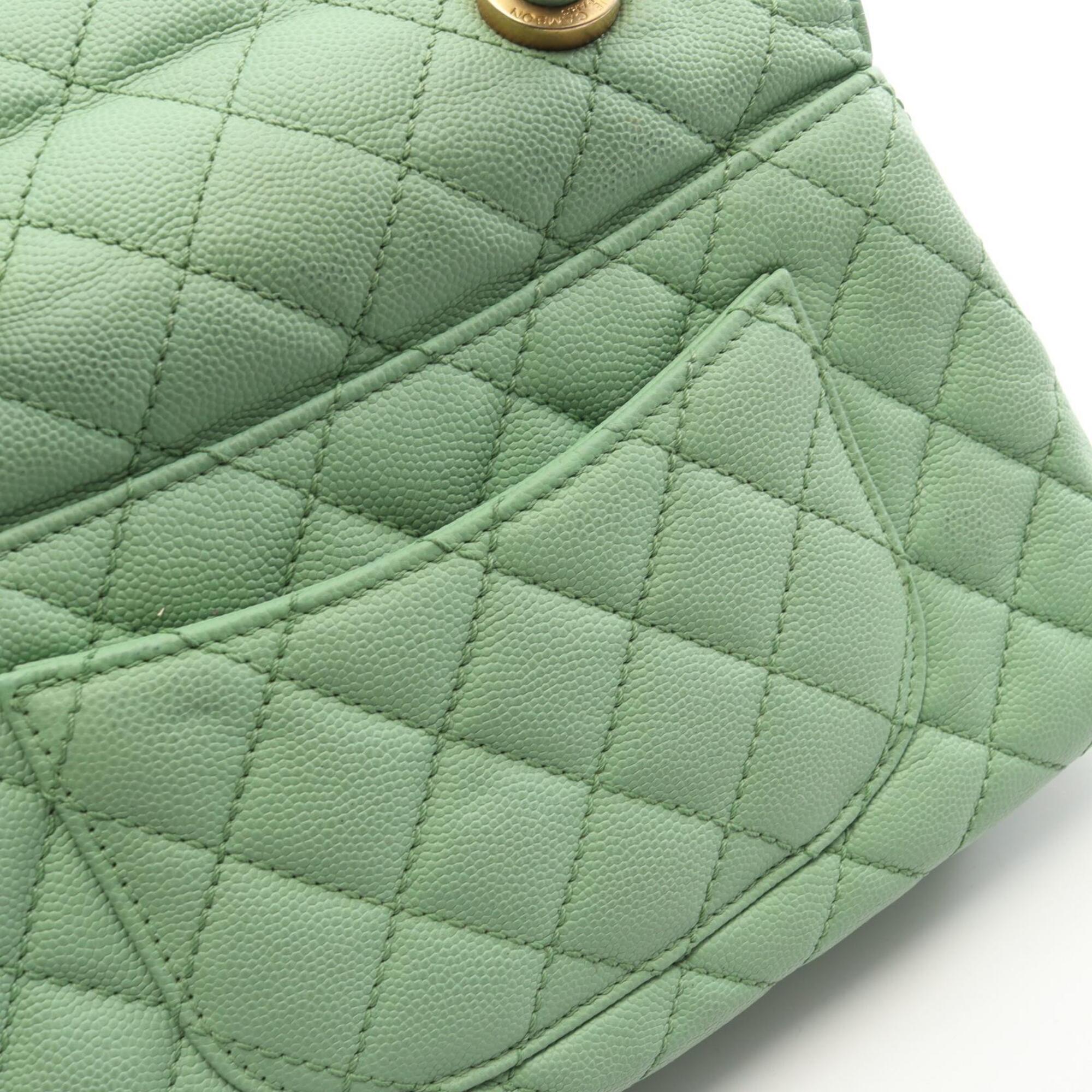 Chanel Green Grained Calfskin Handbag (Pre-Owned)