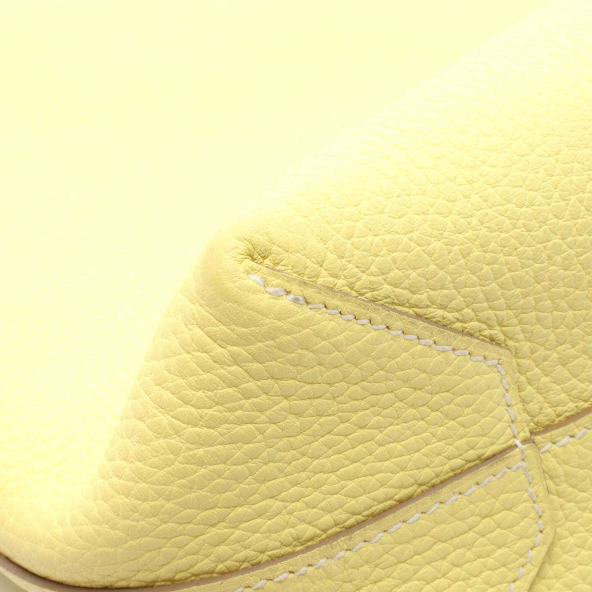 Hermes Lime Yellow Taurillon Clemence Leather Handbag Tote Bag (Pre-Owned)