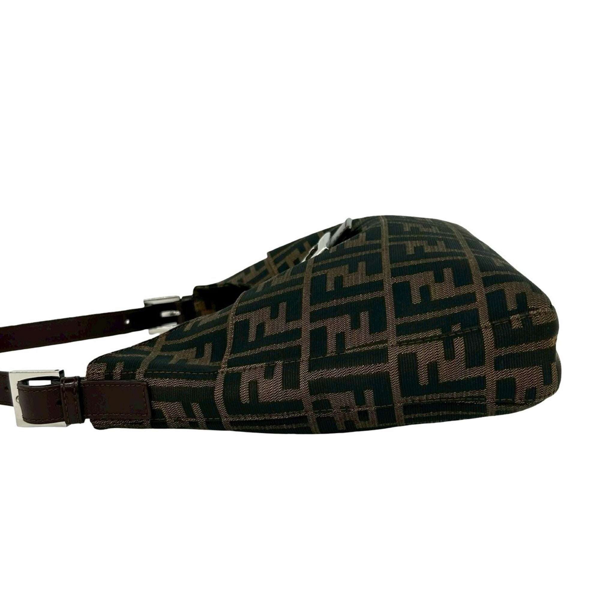 Fendi Black Brown Canvas Leather Shoulder Bag (Pre-Owned)