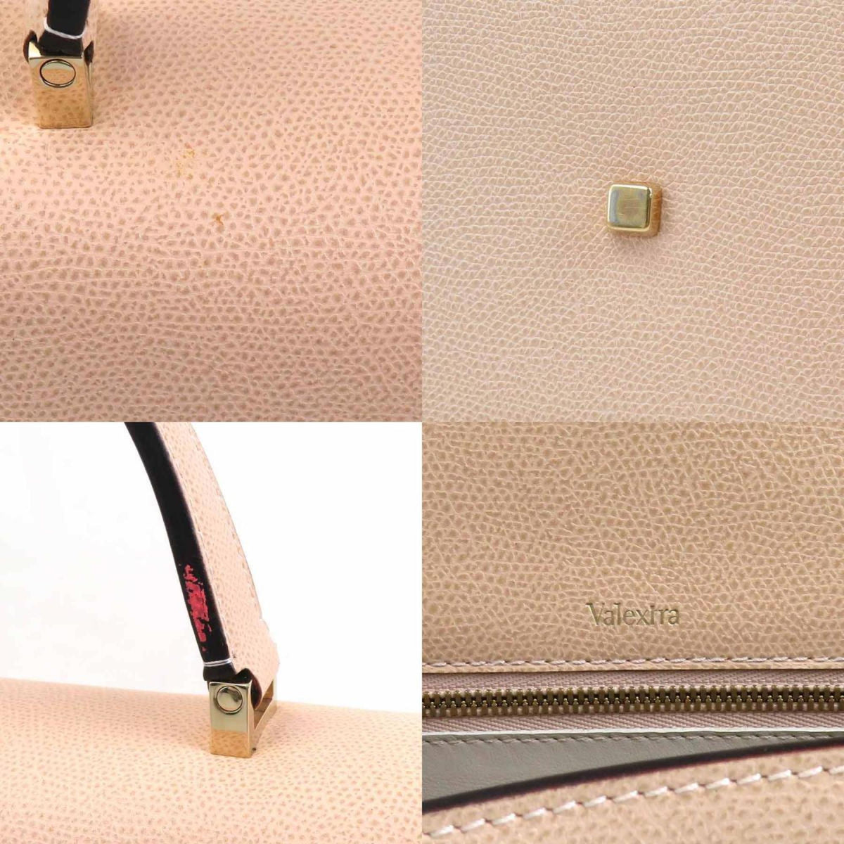 Valextra Pink Beige Leather Handbag Shoulder Bag (Pre-Owned)