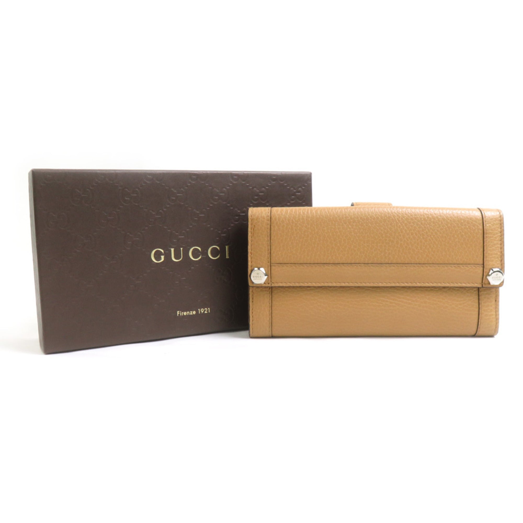 Gucci Brown Leather Long Wallet (Bi-Fold) (Pre-Owned)