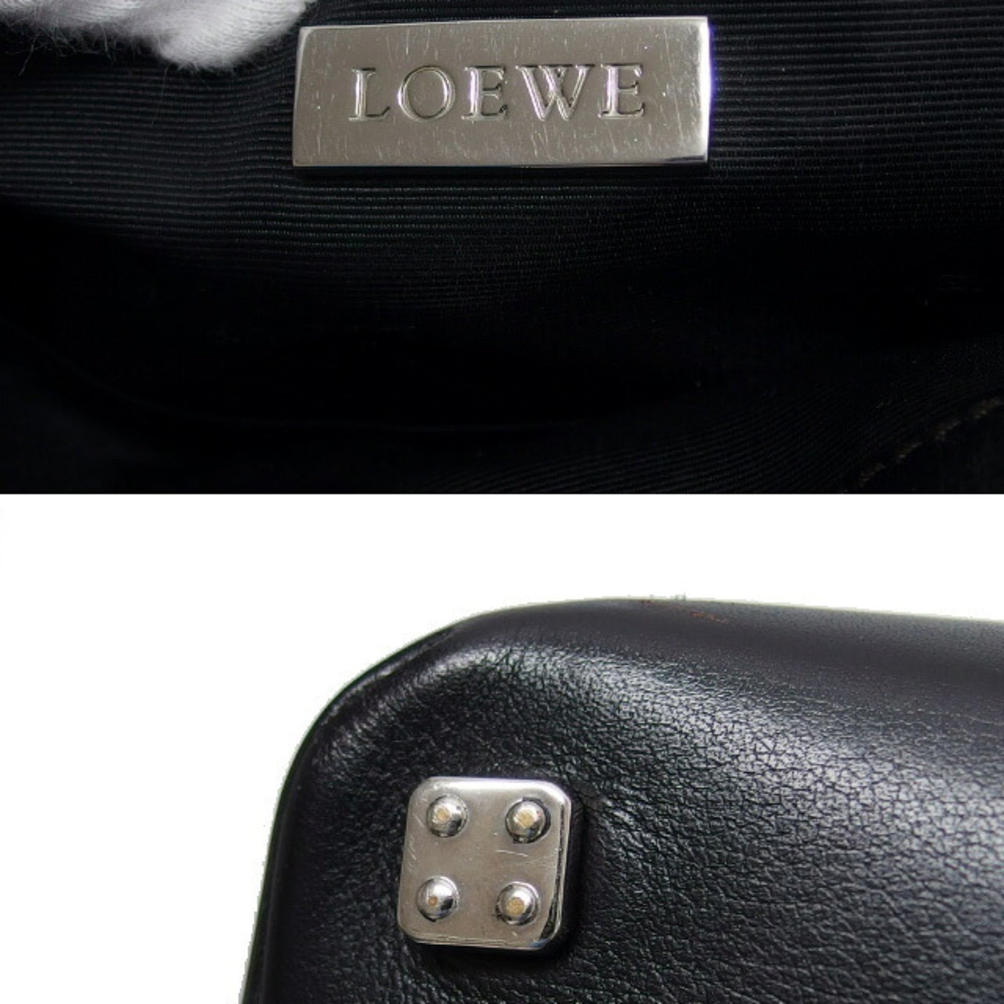Loewe Amazona Black Leather Handbag Tote Bag (Pre-Owned)