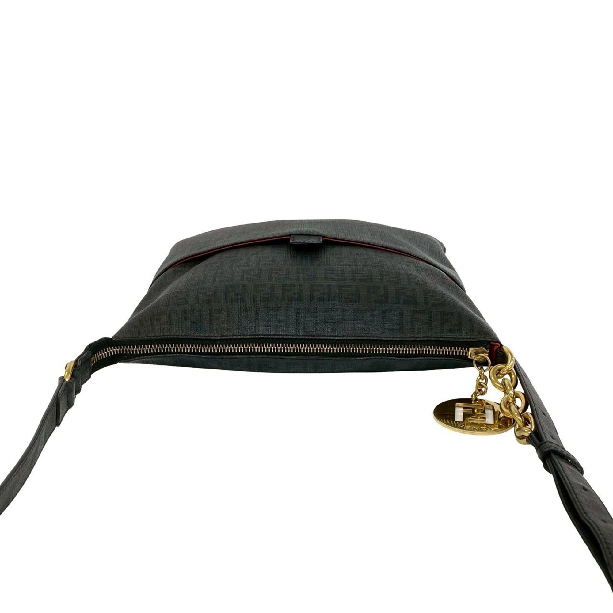 Fendi Black Leather Pvc Shoulder Bag Sling Bag (Pre-Owned)