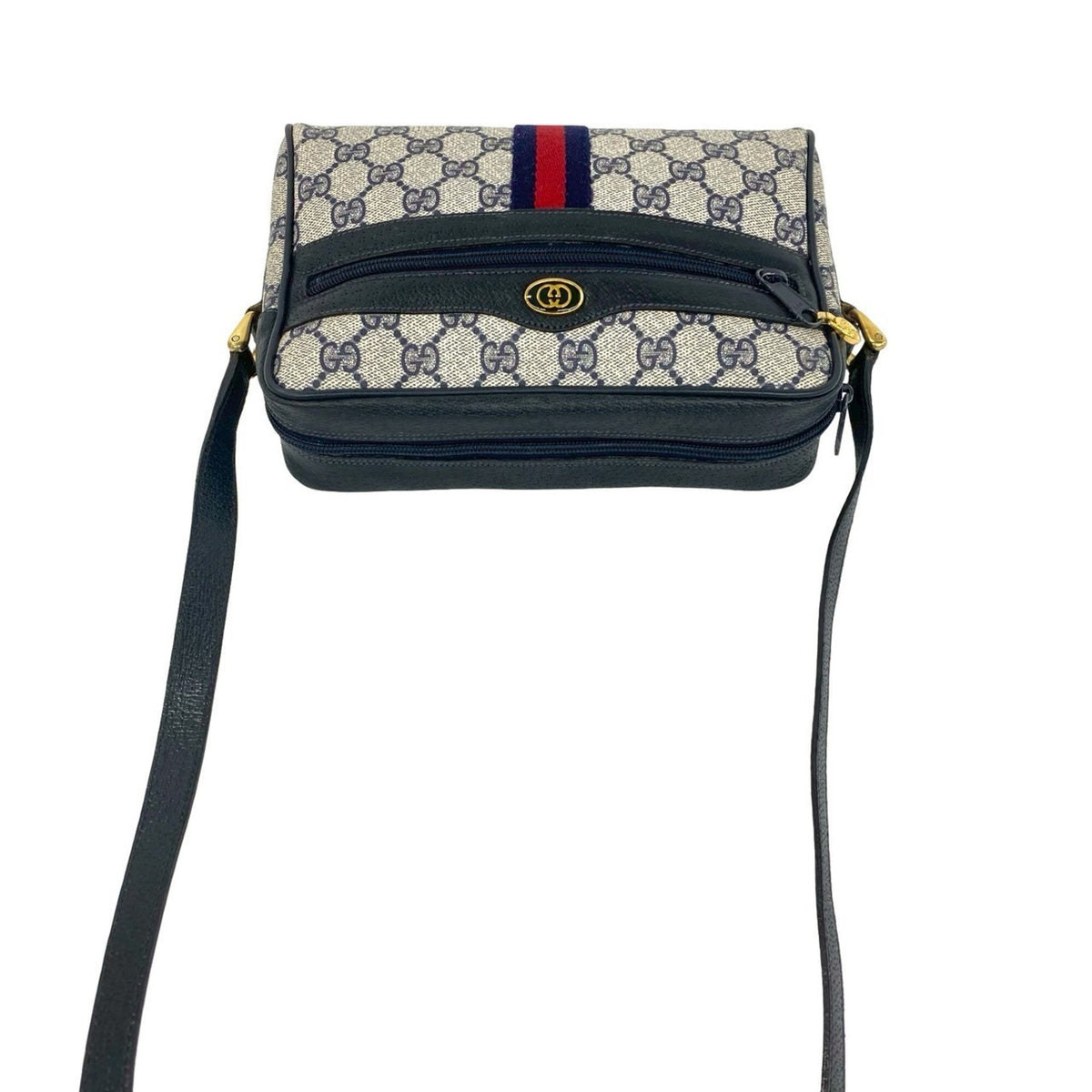 Gucci Navy Red Color Leather Pvc Shoulder Bag (Pre-Owned)