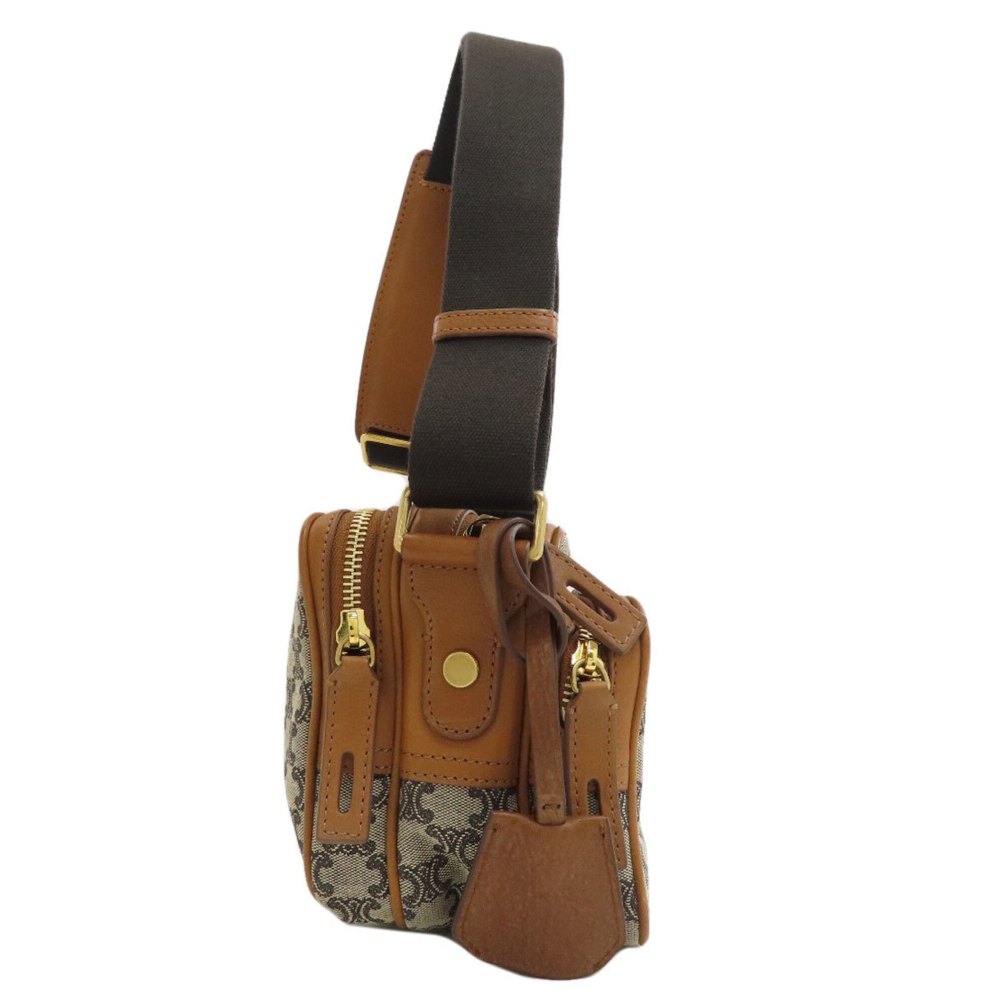 Celine Brown Canvas Shoulder Bag (Pre-Owned)