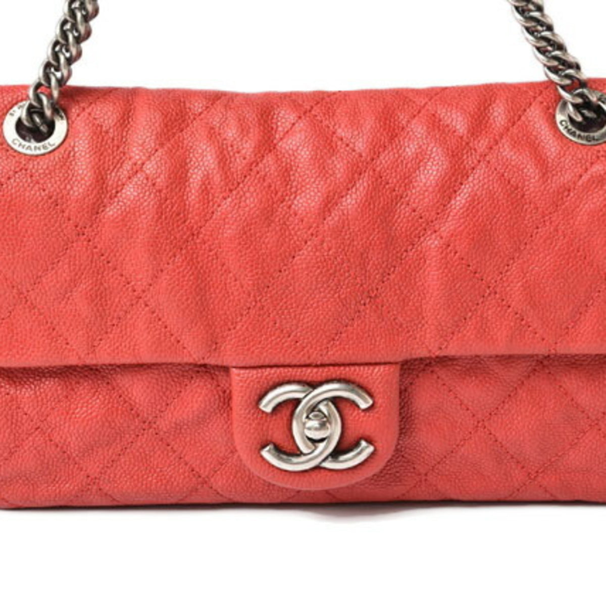 Chanel Red Color Caviar Leather Shoulder Bag (Pre-Owned)