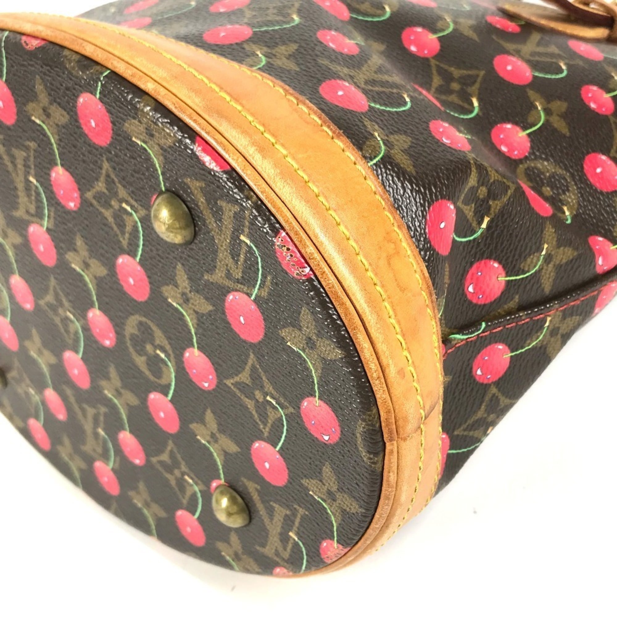 Louis Vuitton Brown Monogram Cherry Red Color Monogram Canvas Shoulder Bag Tote Bag (Pre-Owned)