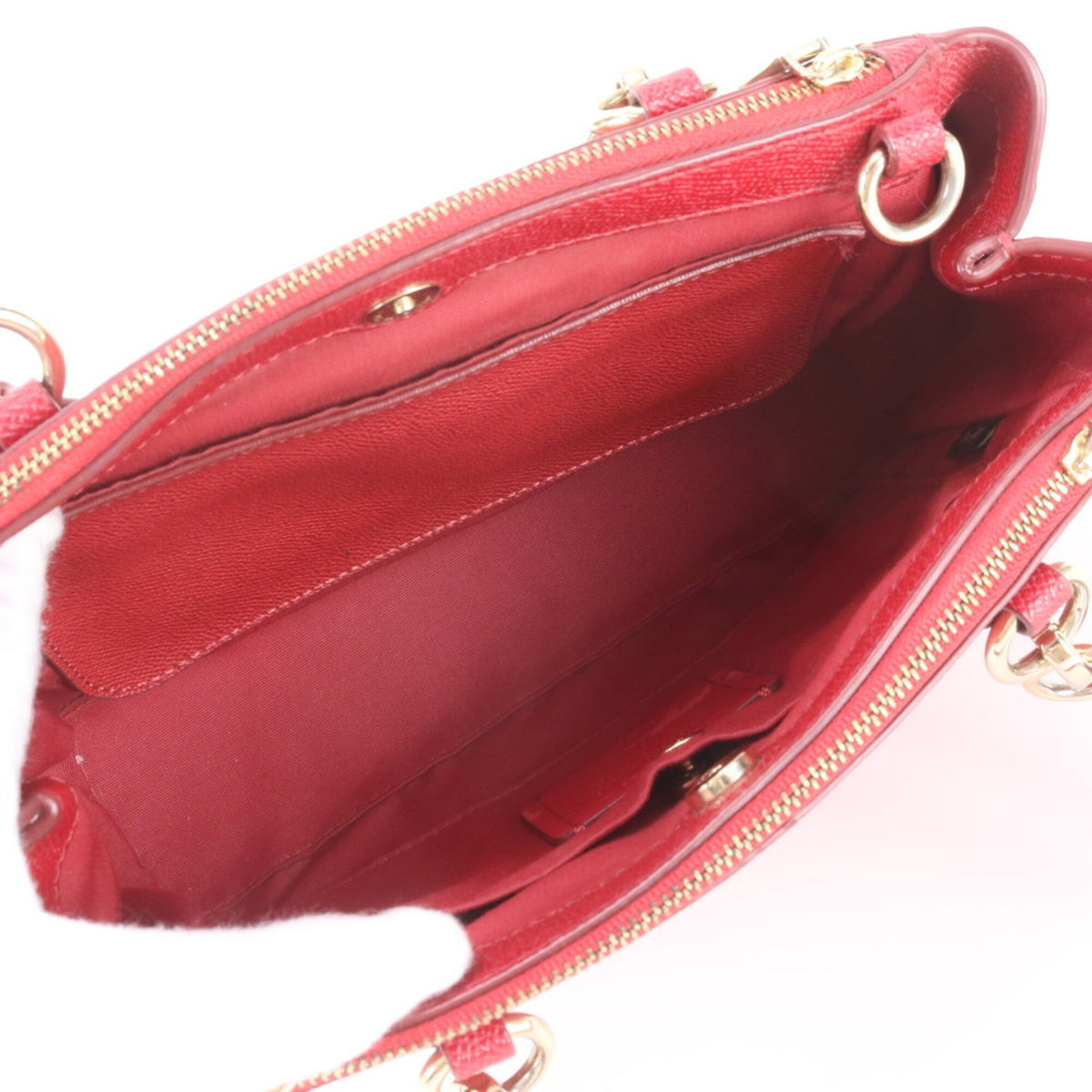 Coach Red Color Leather Handbag Tote Bag (Pre-Owned)