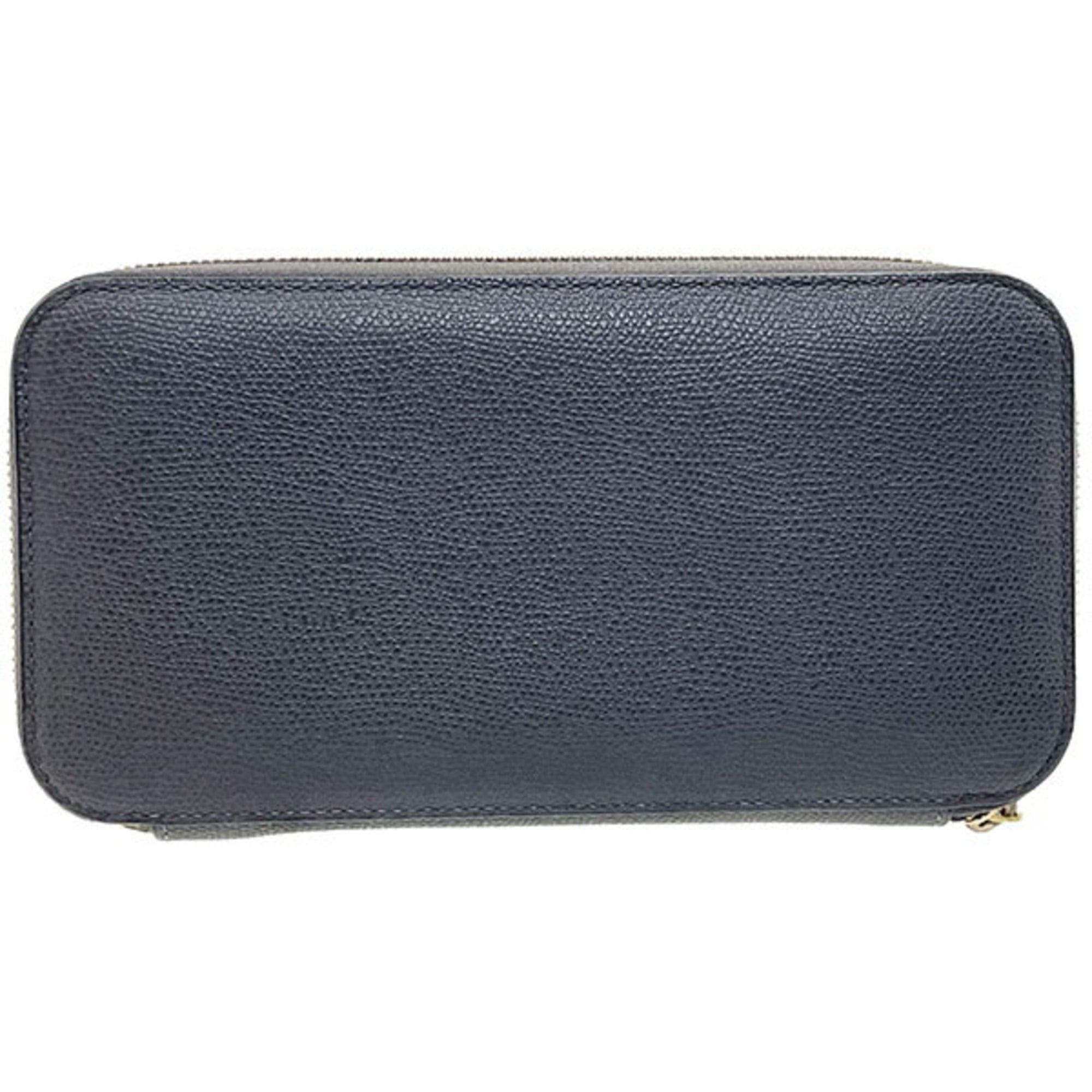 Valextra Charcoal Gray Leather Coin Purse/Coin Case (Pre-Owned)