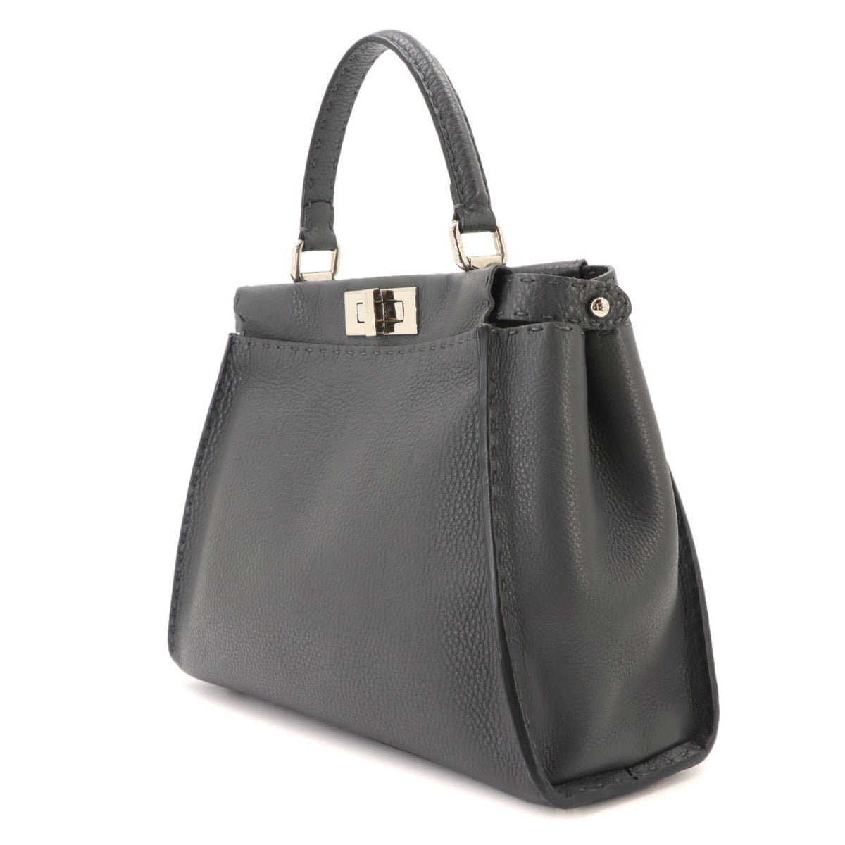 Fendi Gray Leather Handbag (Pre-Owned)