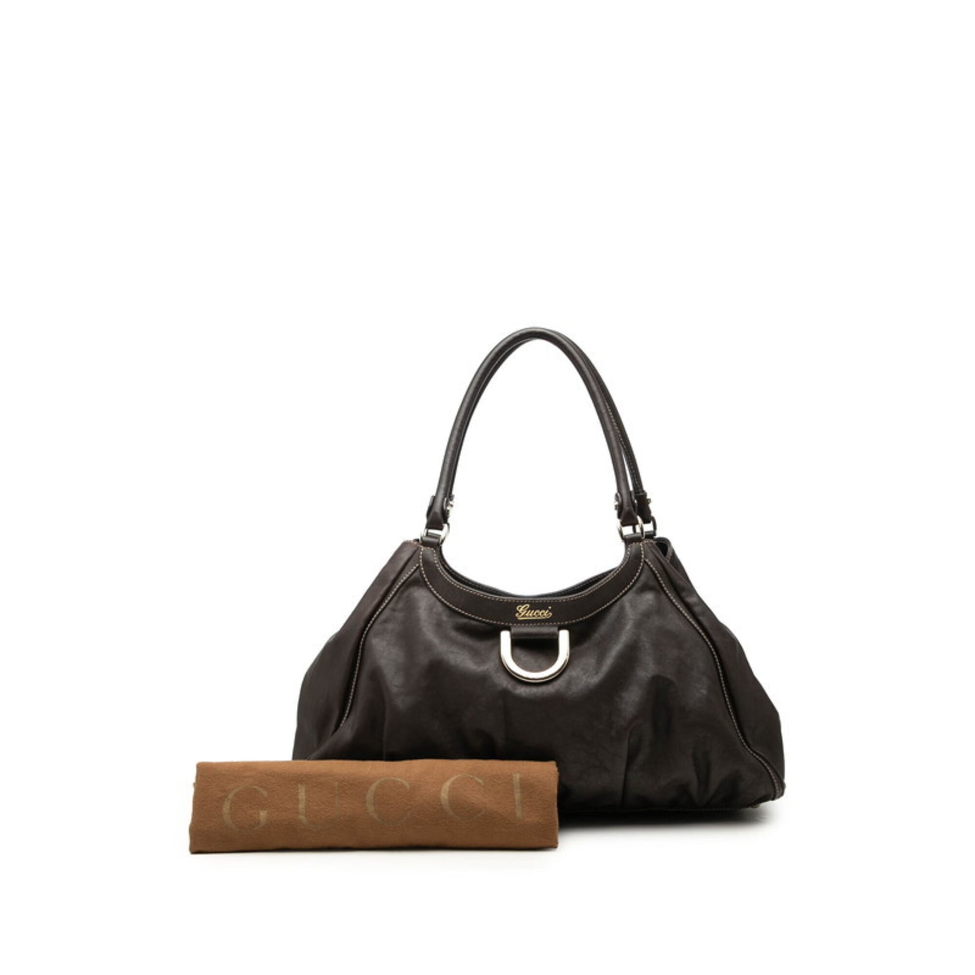 Gucci Brown Leather Shoulder Bag Tote Bag (Pre-Owned)