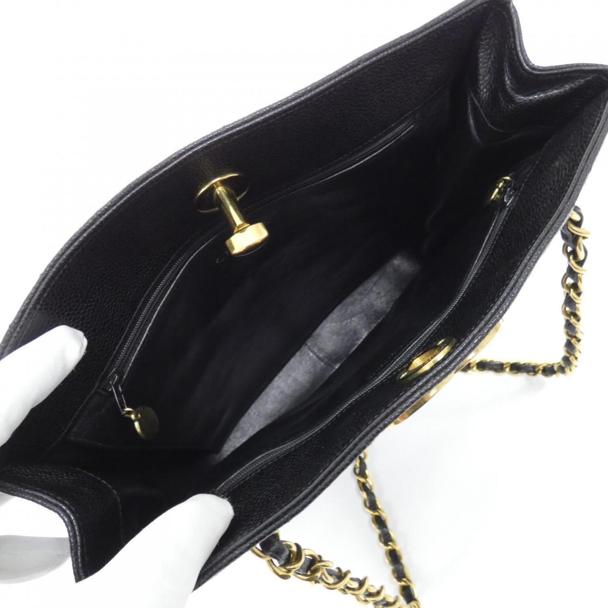 Chanel Black Grained Calfskin Shoulder Bag (Pre-Owned)