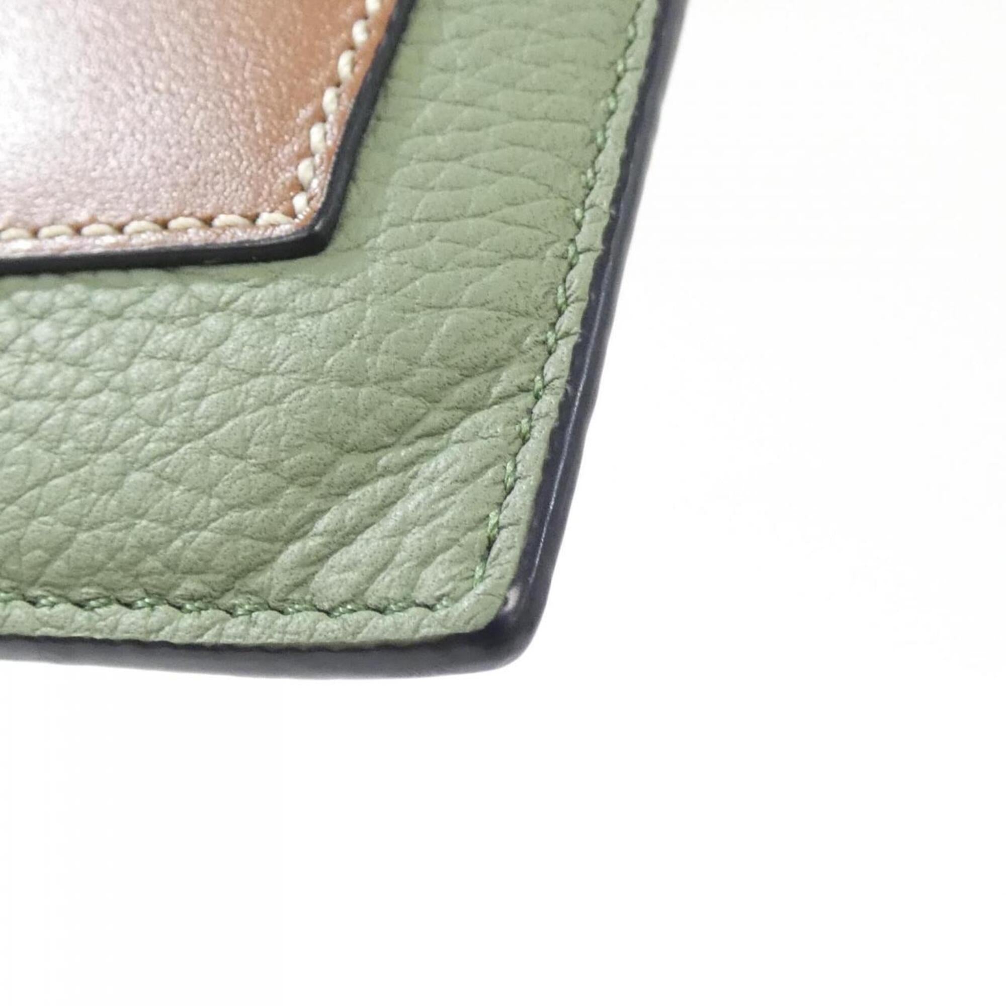 Loewe Green Leather Coin Purse/Coin Case (Pre-Owned)