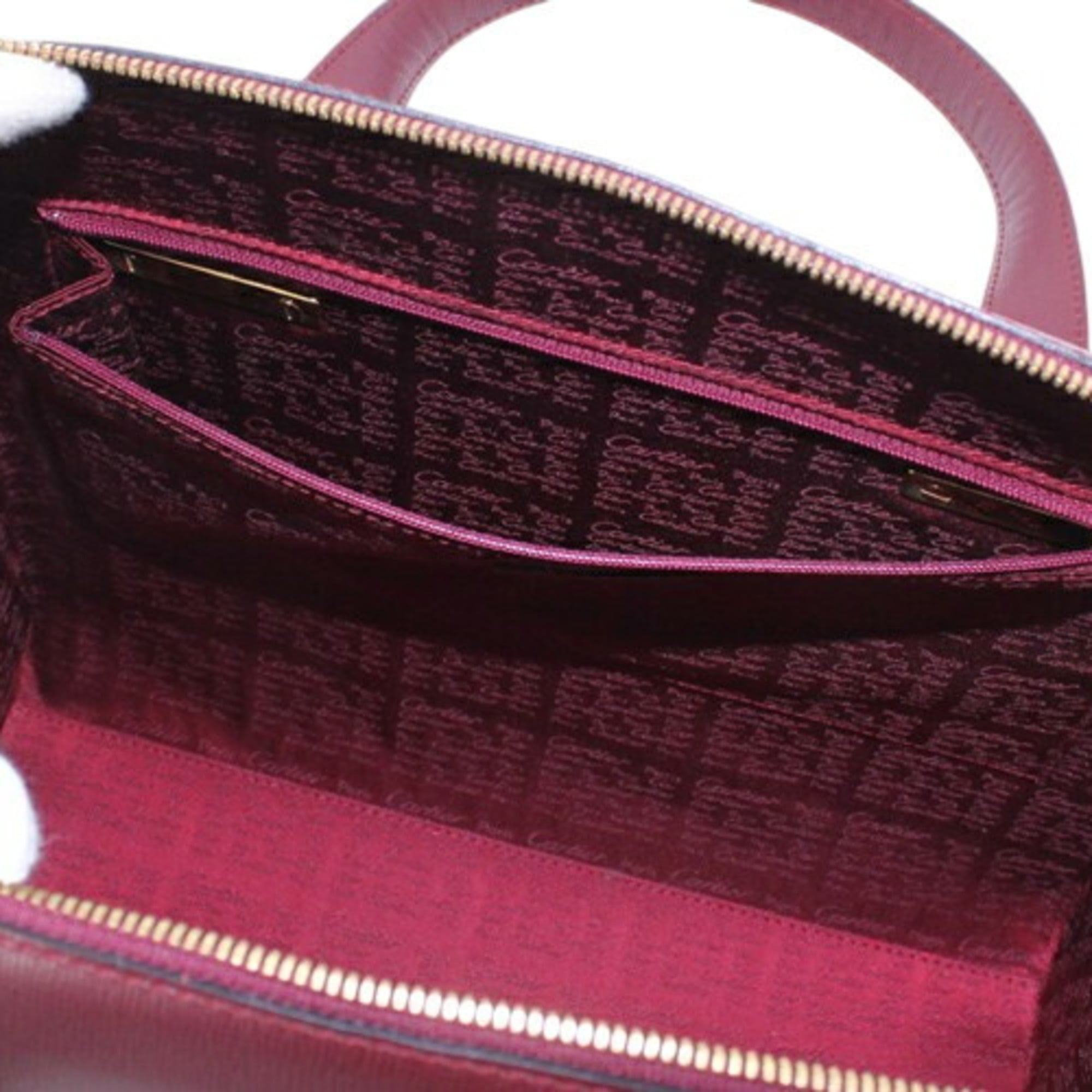 Cartier Must Bordeaux Leather Handbag Shoulder Bag (Pre-Owned)