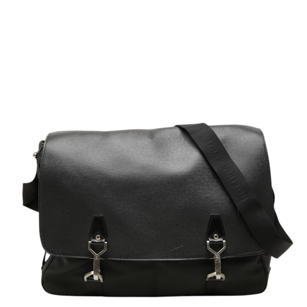 Louis Vuitton Taiga Ardoise Black Leather Nylon Messenger Bag Shoulder Bag (Pre-Owned)