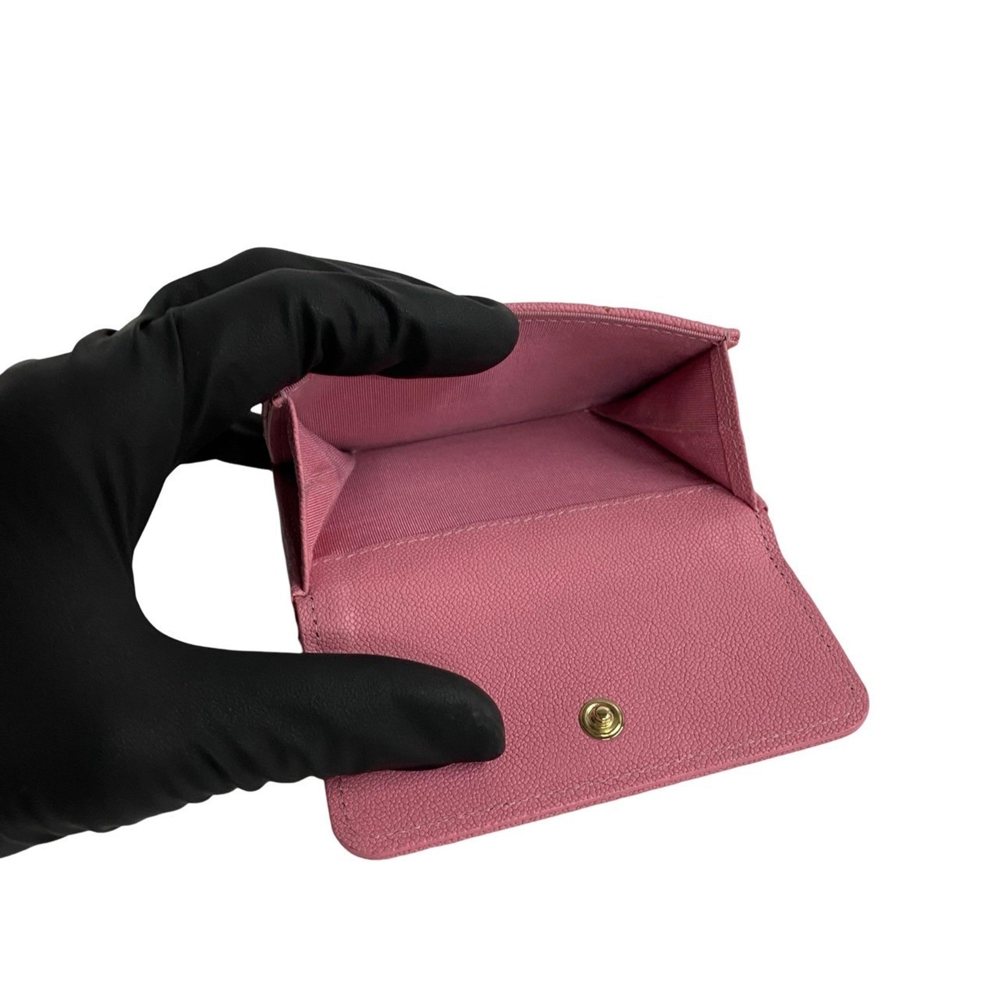 Chanel Pink Grained Calfskin Wallet (Tri-Fold) (Pre-Owned)