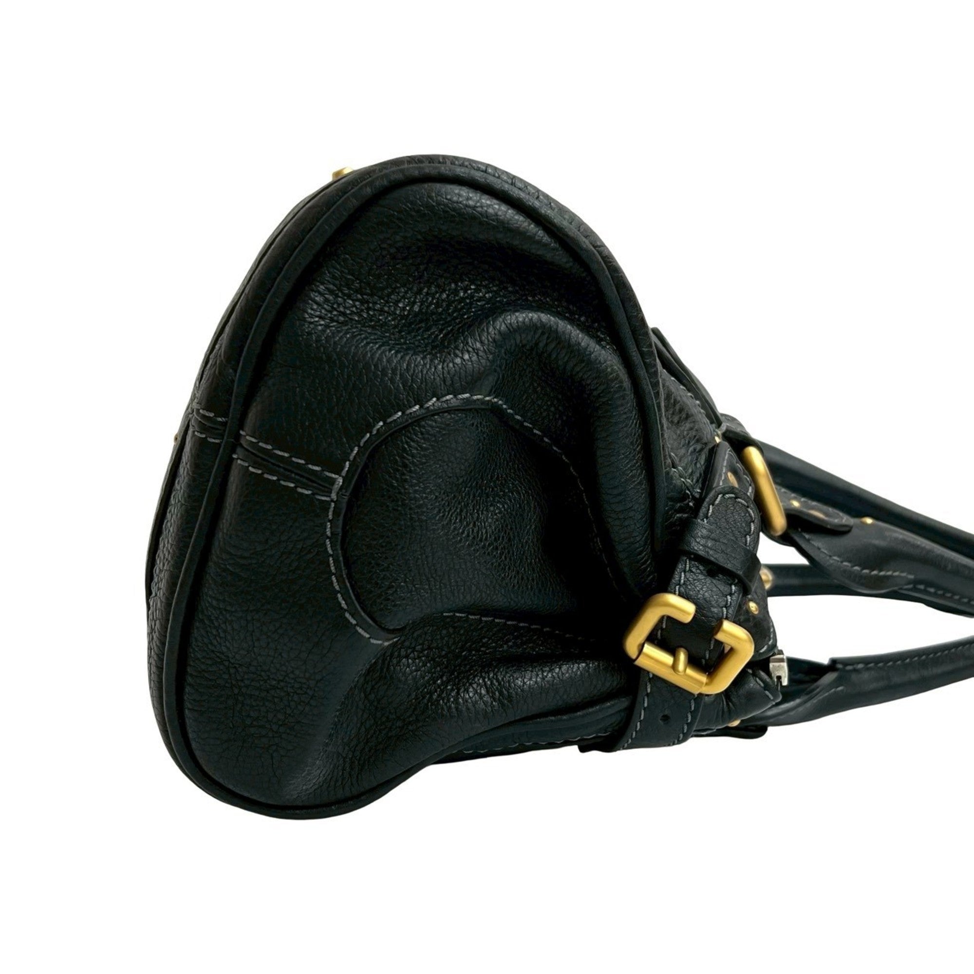 Chloé Black Leather Boston Bag Handbag Tote Bag (Pre-Owned)
