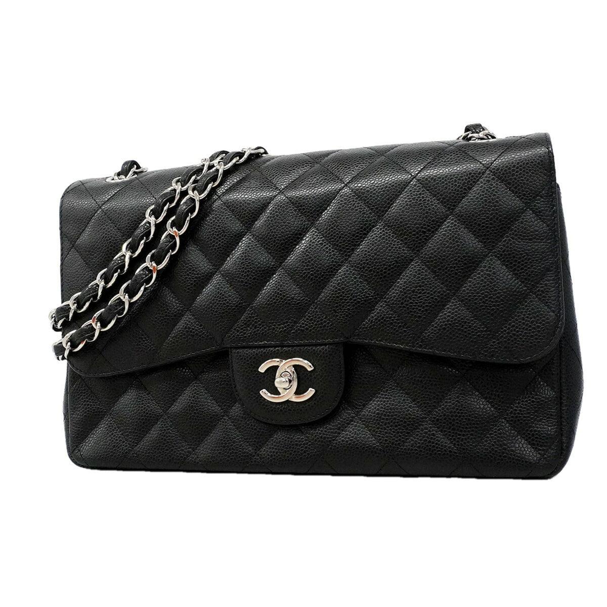 Chanel Black Grained Calfskin Shoulder Bag (Pre-Owned)