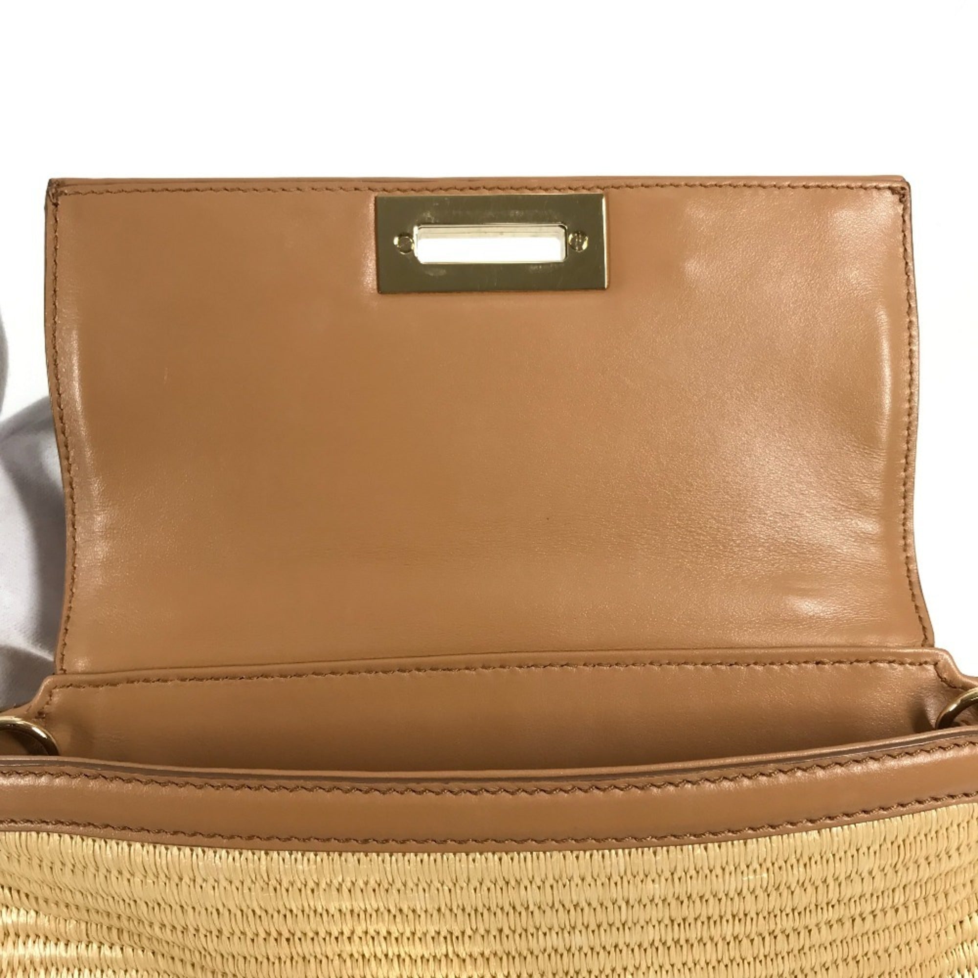 Salvatore Ferragamo Beige Straw Leather Handbag Shoulder Bag (Pre-Owned)