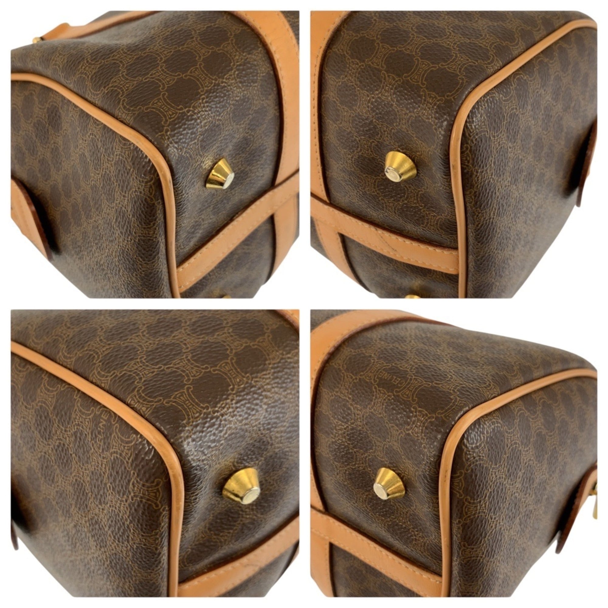 Celine Brown Leather Pvc Boston Bag Handbag (Pre-Owned)
