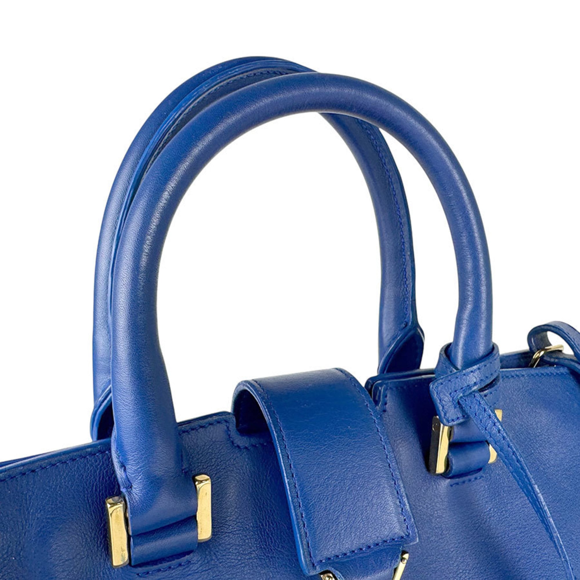 Saint Laurent Blue Leather Handbag Shoulder Bag (Pre-Owned)