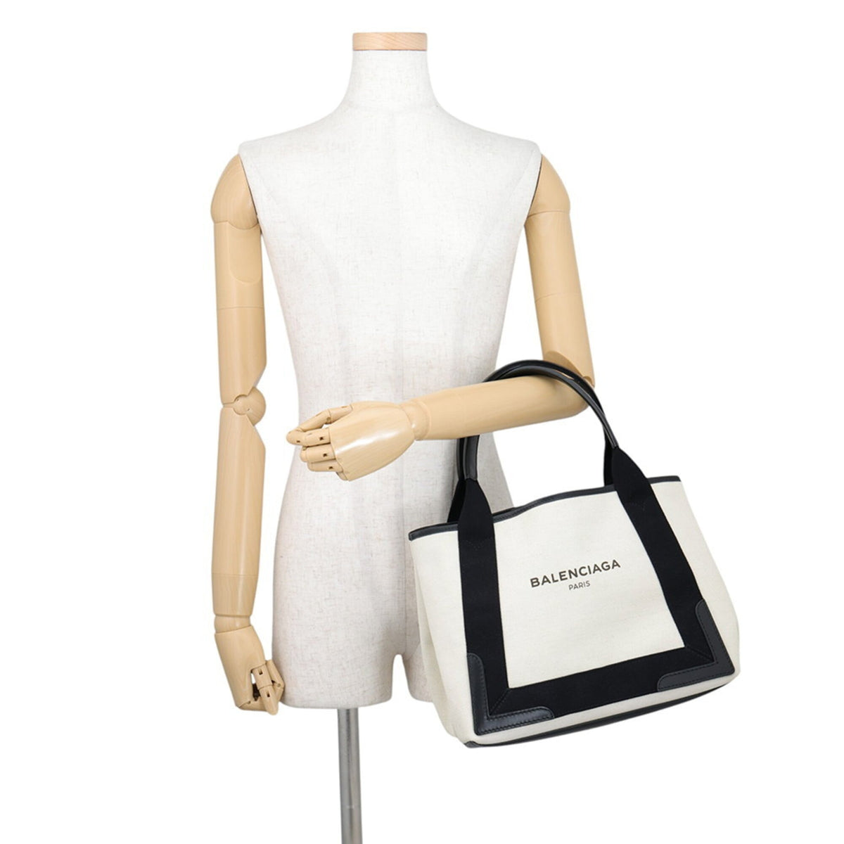 Balenciaga Black Canvas Leather Handbag Tote Bag (Pre-Owned)