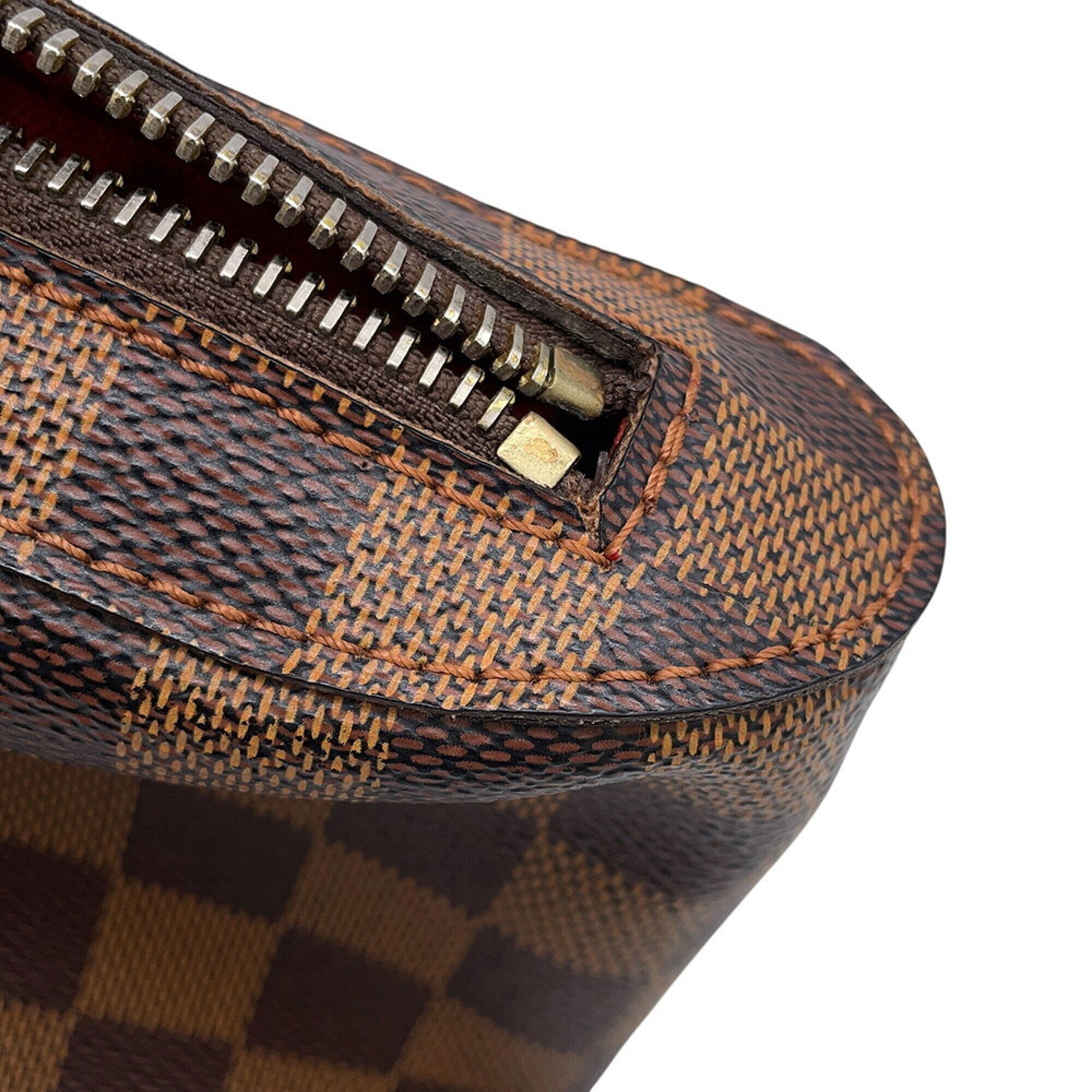 Louis Vuitton Brown Damier Canvas Ebene Exotic Leather Handbag Pouch Shoulder Bag Sling Bag (Pre-Owned)