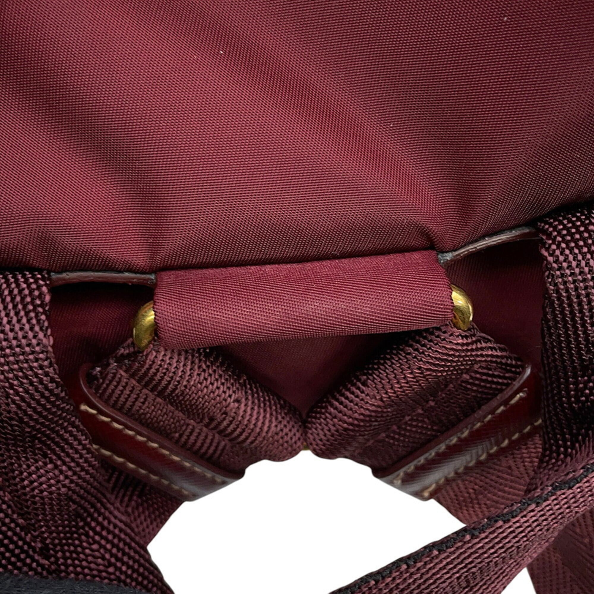 Prada Bordeaux Nylon Leather Backpack Handbag (Pre-Owned)