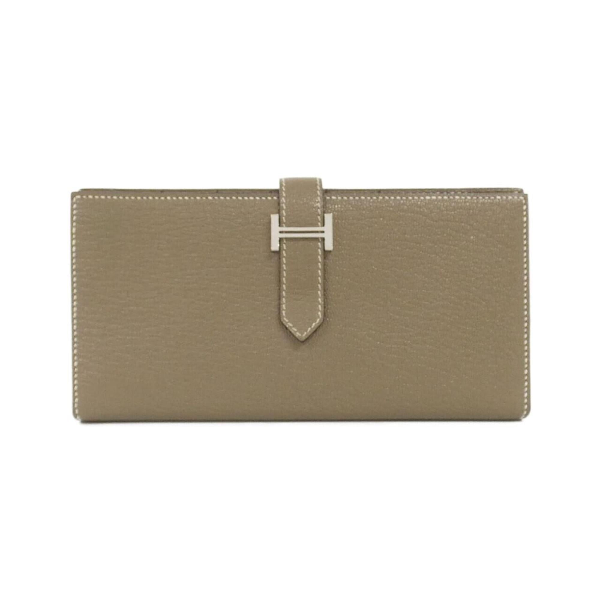 Hermes Etoupe Gray Chevre Leather Coin Purse/Coin Case (Pre-Owned)