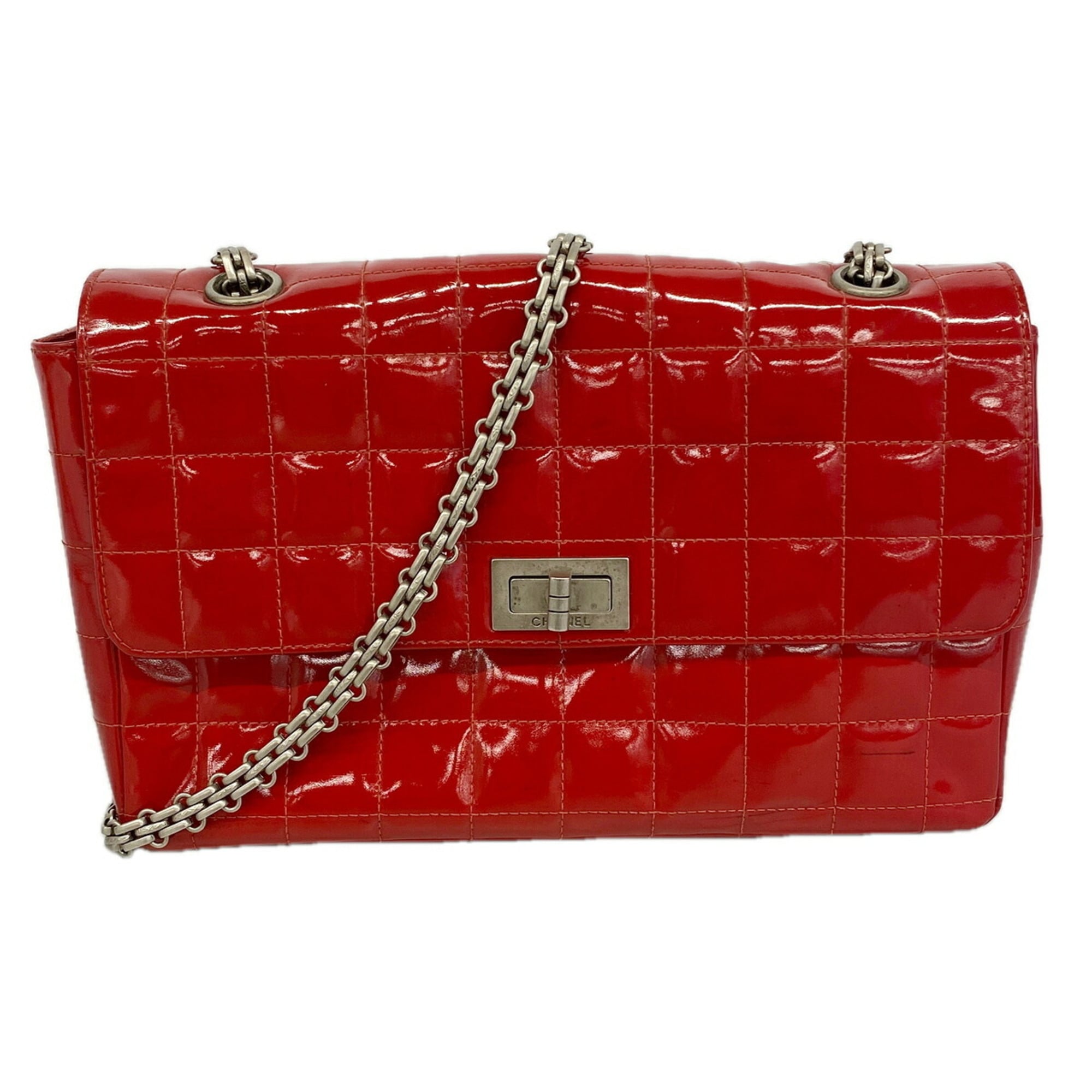 Chanel Red Color Patent Leather Shoulder Bag (Pre-Owned)