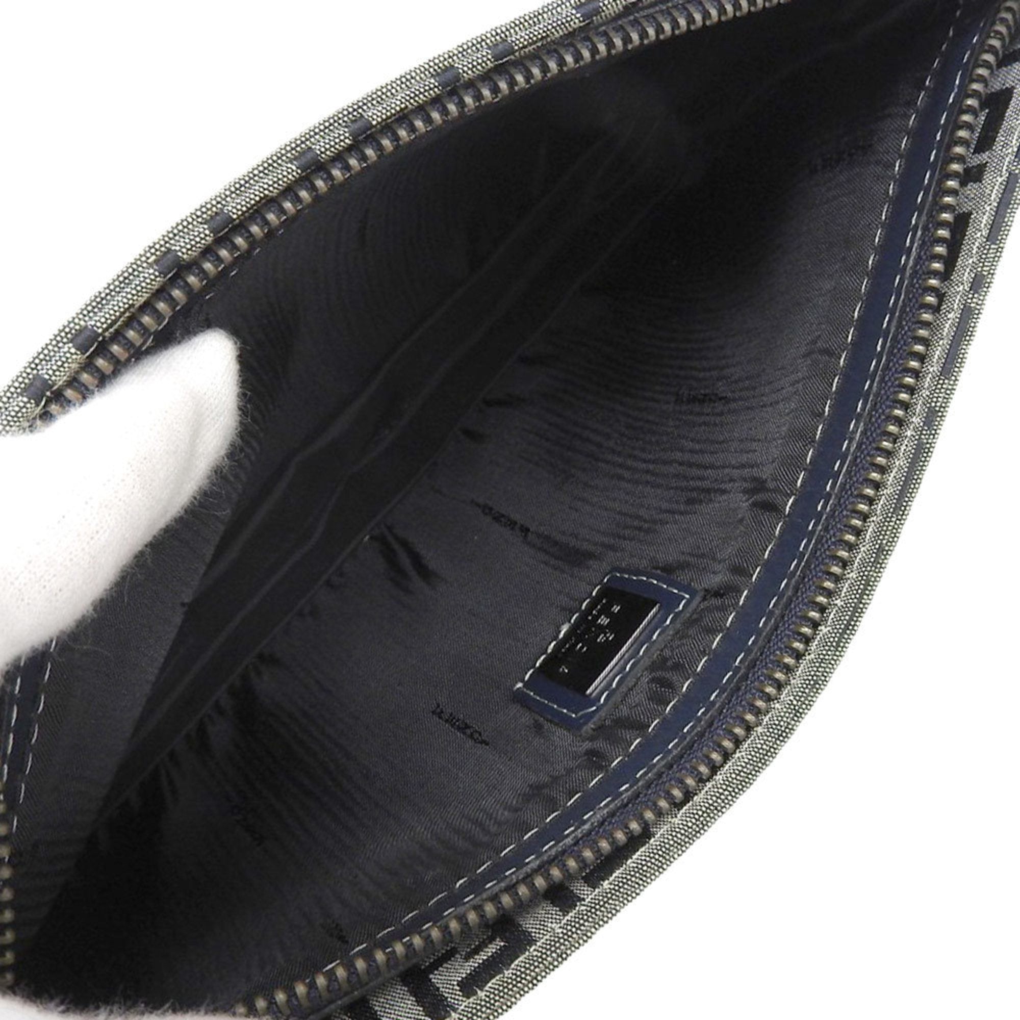 Fendi Navy Canvas Leather Pouch (Pre-Owned)