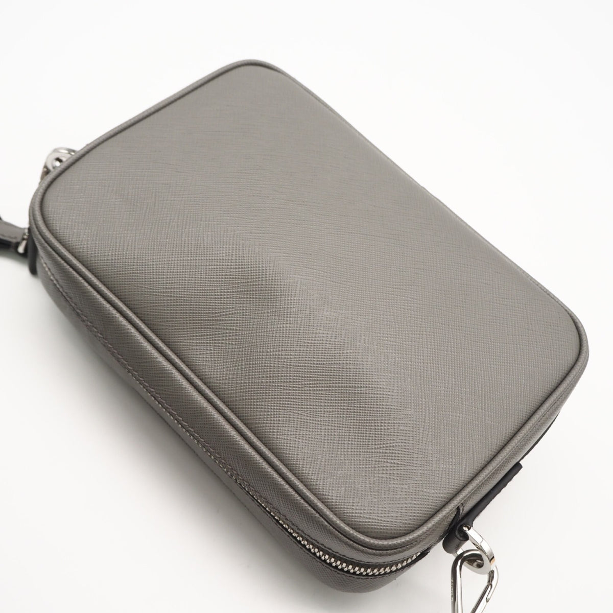 Prada Saffiano Gray Saffiano Shoulder Bag (Pre-Owned)