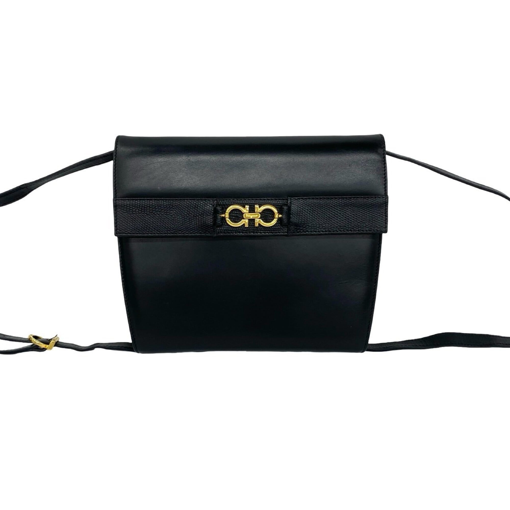 Salvatore Ferragamo Black Leather Shoulder Bag (Pre-Owned)