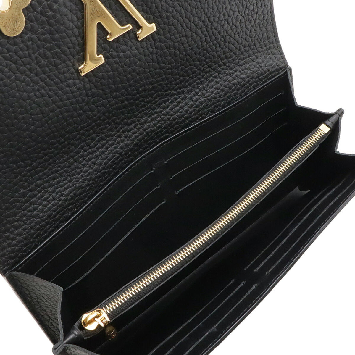 Louis Vuitton Black Noir Leather Long Wallet (Bi-Fold) (Pre-Owned)